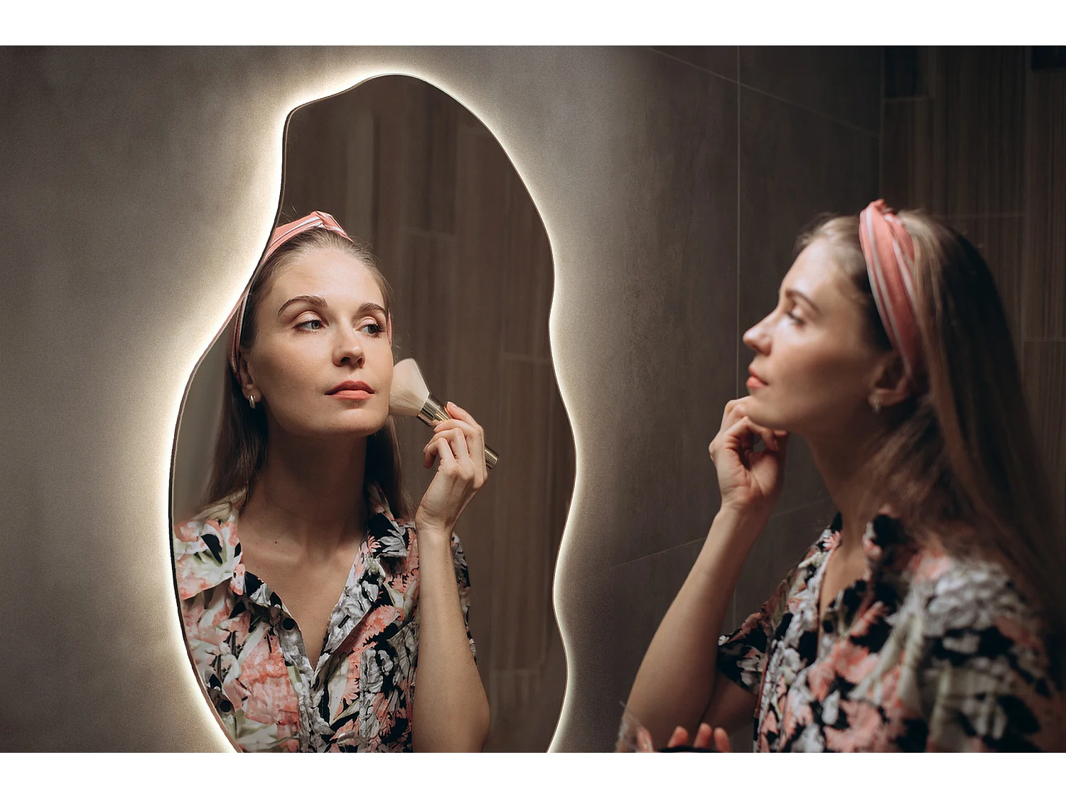 Hochwertiger LED-beleuchteter dekorativer Wandspiegel für Make-up-Badezimmer, 50 cm x 100 cm – neutrales Licht