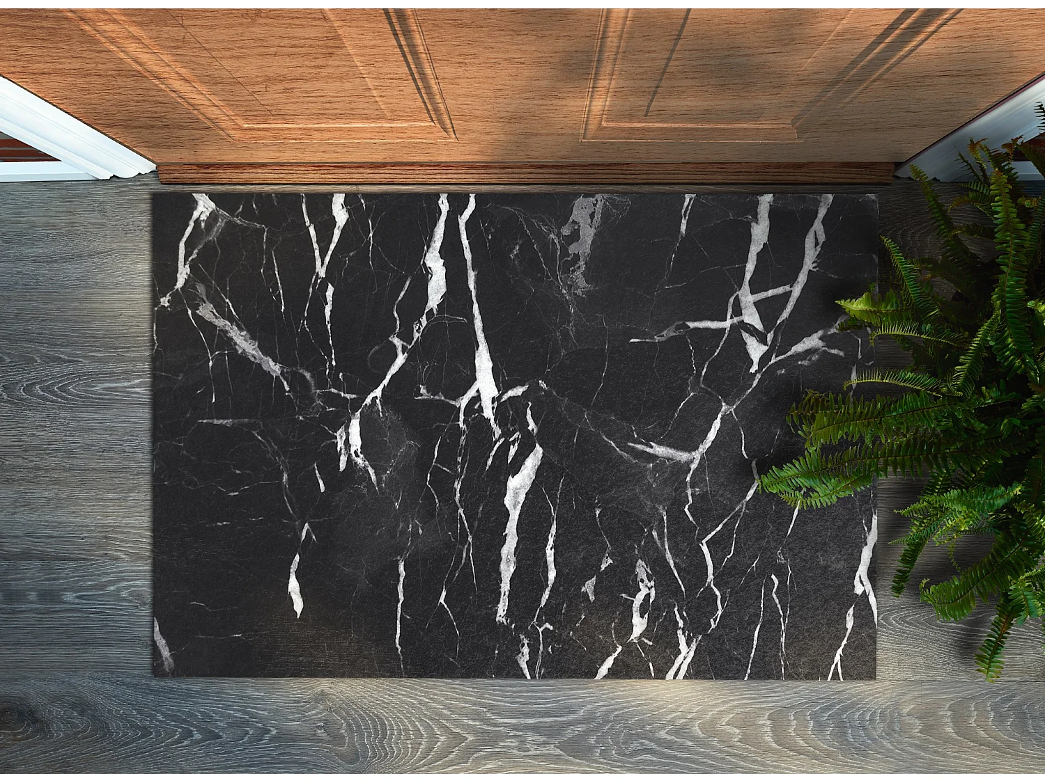 Luxuriöse Fußmatte für den Innenbereich – weich und elegant – 60 x 40 cm – schwarzer Marmor