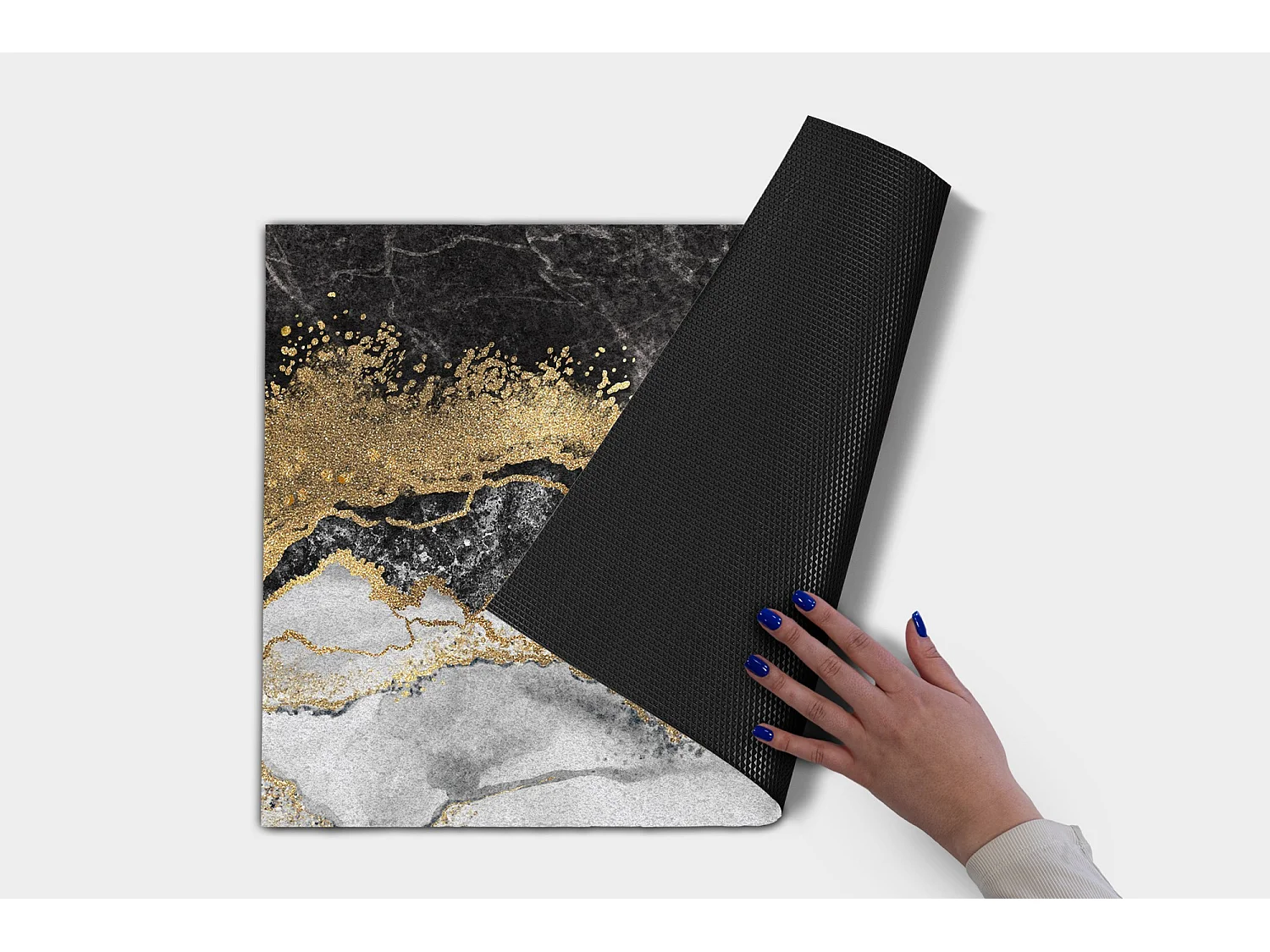 Moderne Fußmatte für den Innenbereich – bequem und stilvoll – 150 x 100 cm – goldener Marmor