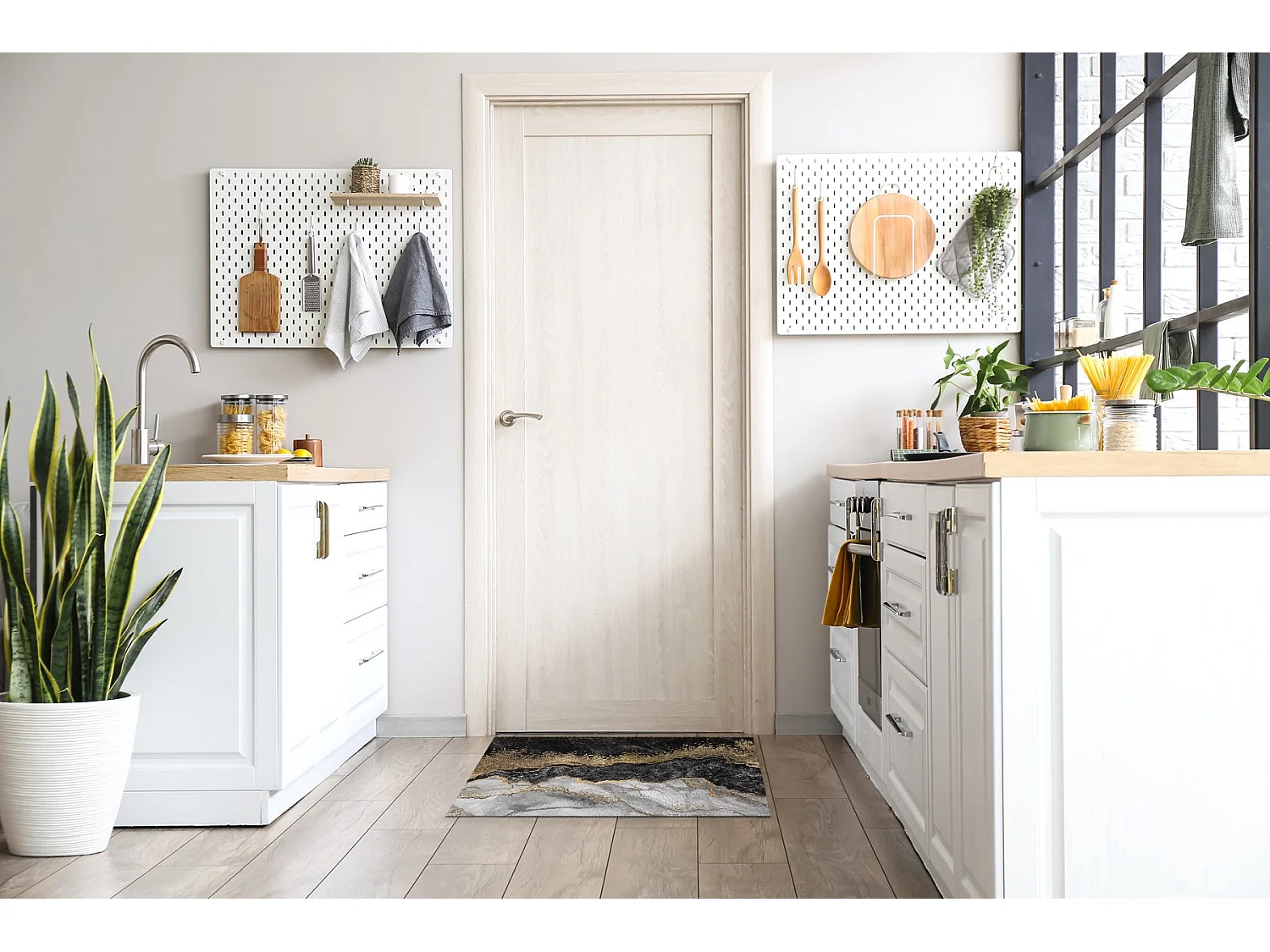 Moderne Fußmatte für den Innenbereich – bequem und stilvoll – 150 x 100 cm – goldener Marmor