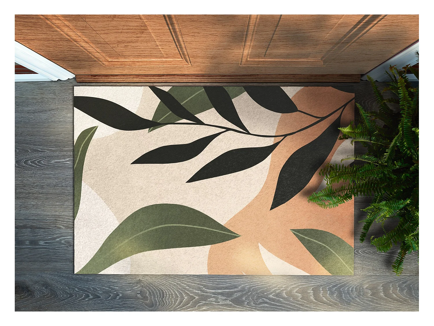 Felpudo de Interior Moderno - Cómodo y Elegante - 60 x 40 cm - Abstracción Tropical