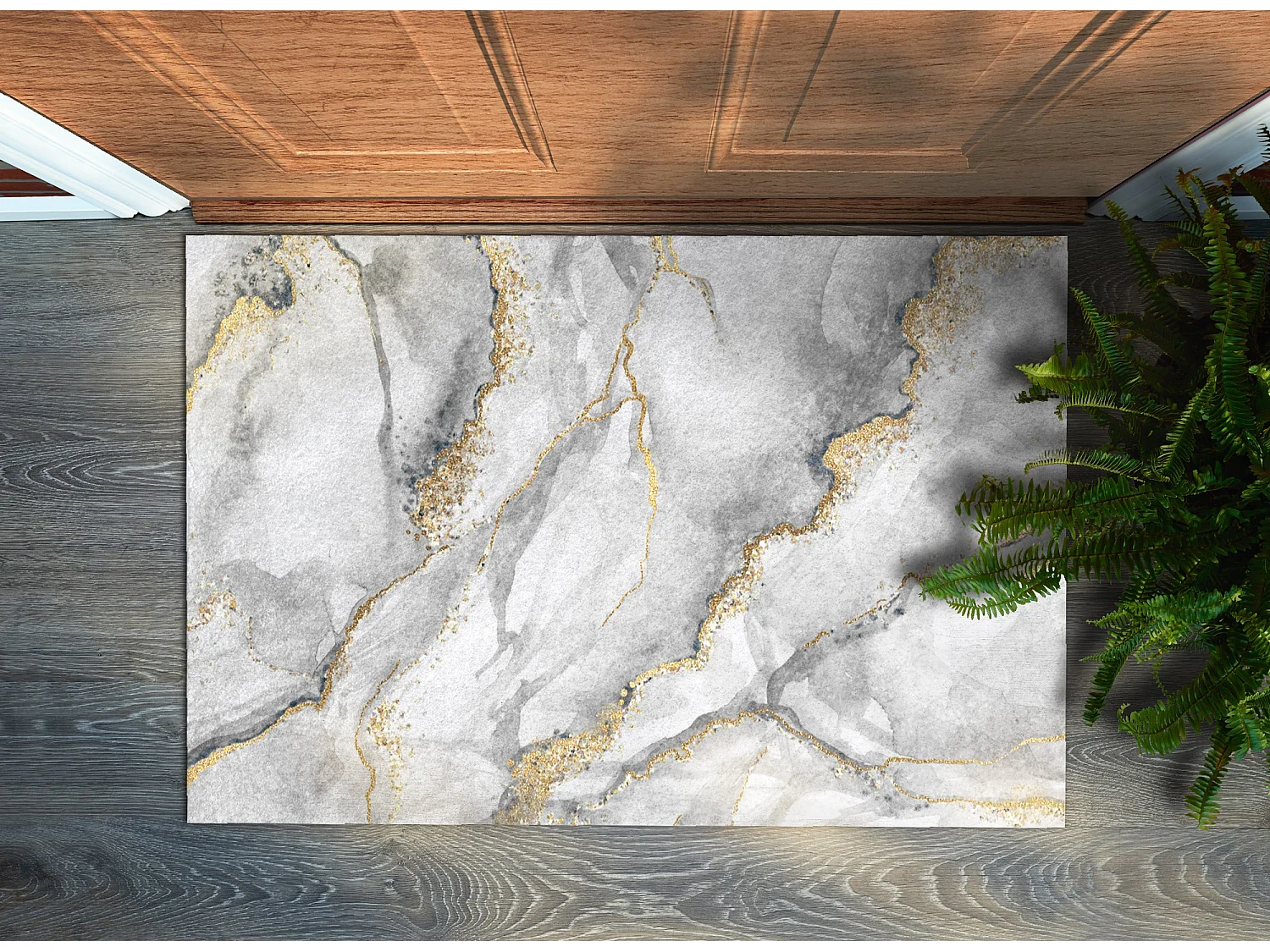 Luxuriöse Fußmatte für den Innenbereich – weich und elegant – 150 x 100 cm – grauer Marmor