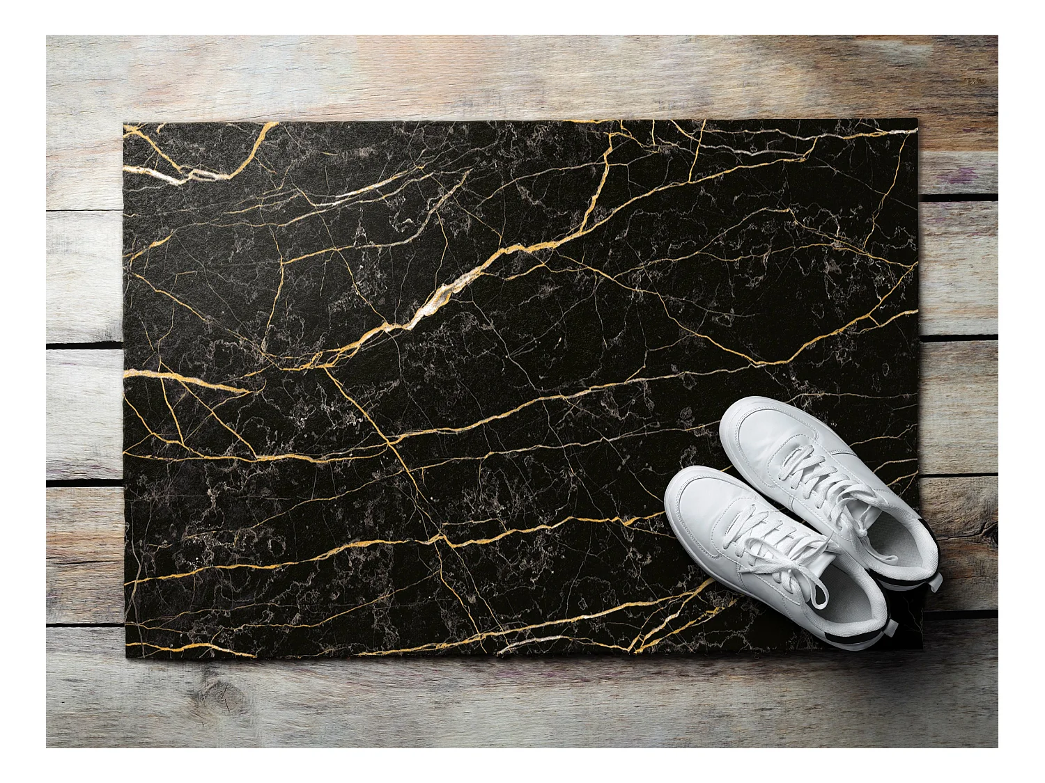 Paillasson d'intérieur doux - Design moderne 60 x 40 cm - Marbre noir