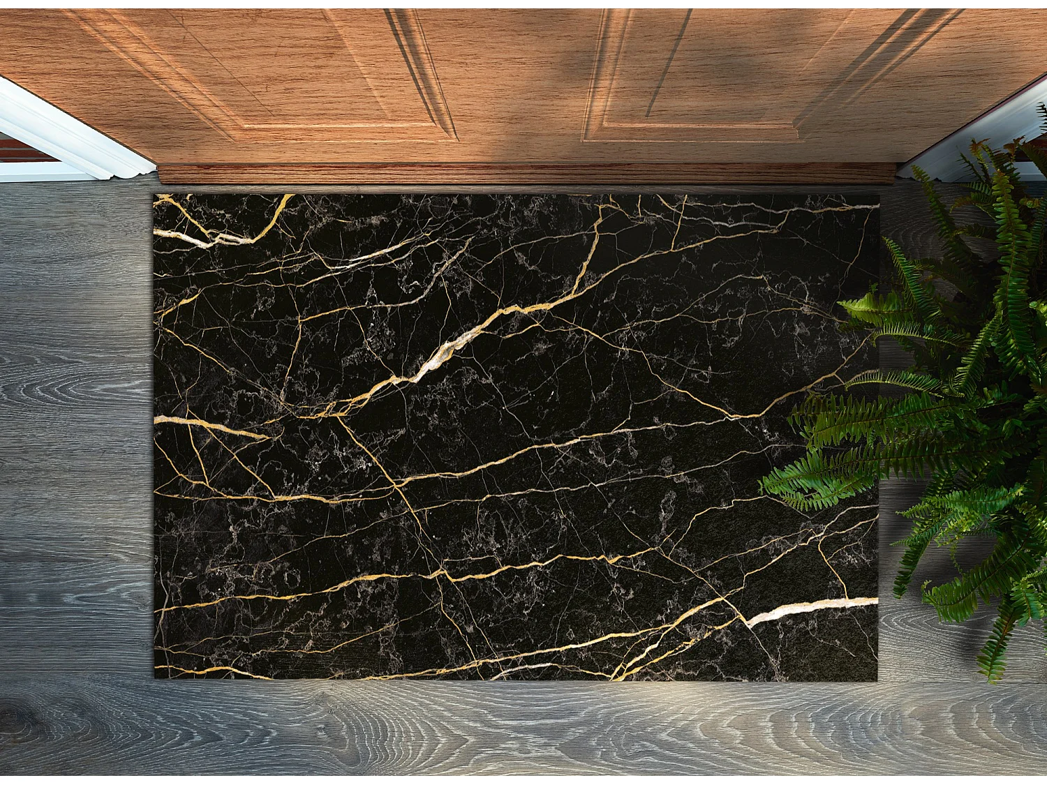 Weiche Fußmatte für den Innenbereich – modernes Design 90 x 60 cm – schwarzer Marmor