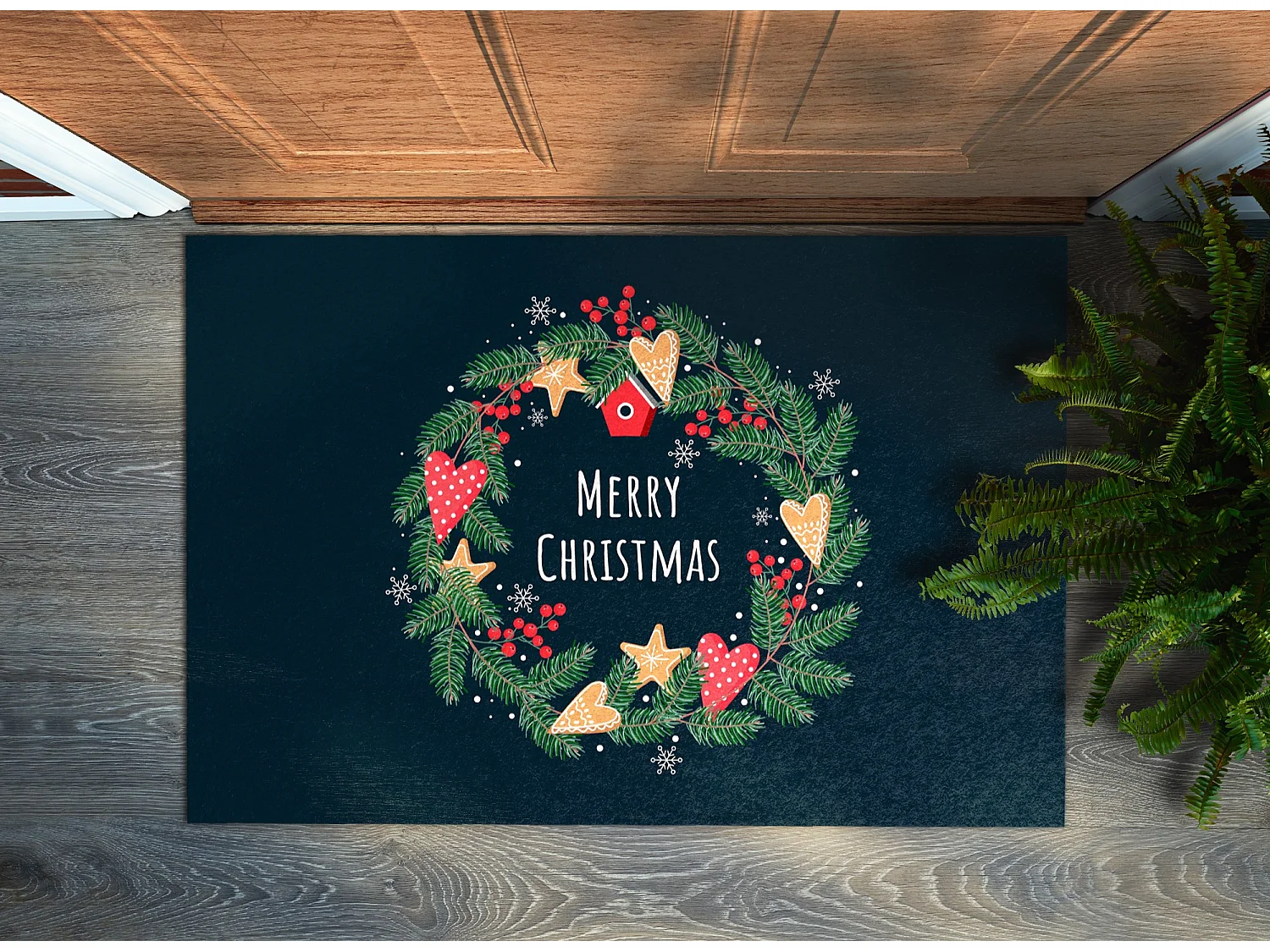 Luxe binnendeurmat - zacht en elegant - 90 x 60 cm - vrolijk kerstfeest