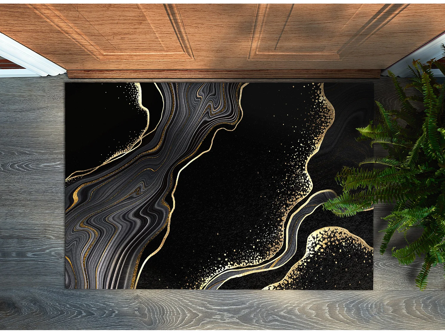 Stilvolle Fußmatte für den Innenbereich – Modernes Design 60 x 40 cm – Schwarzer Marmor