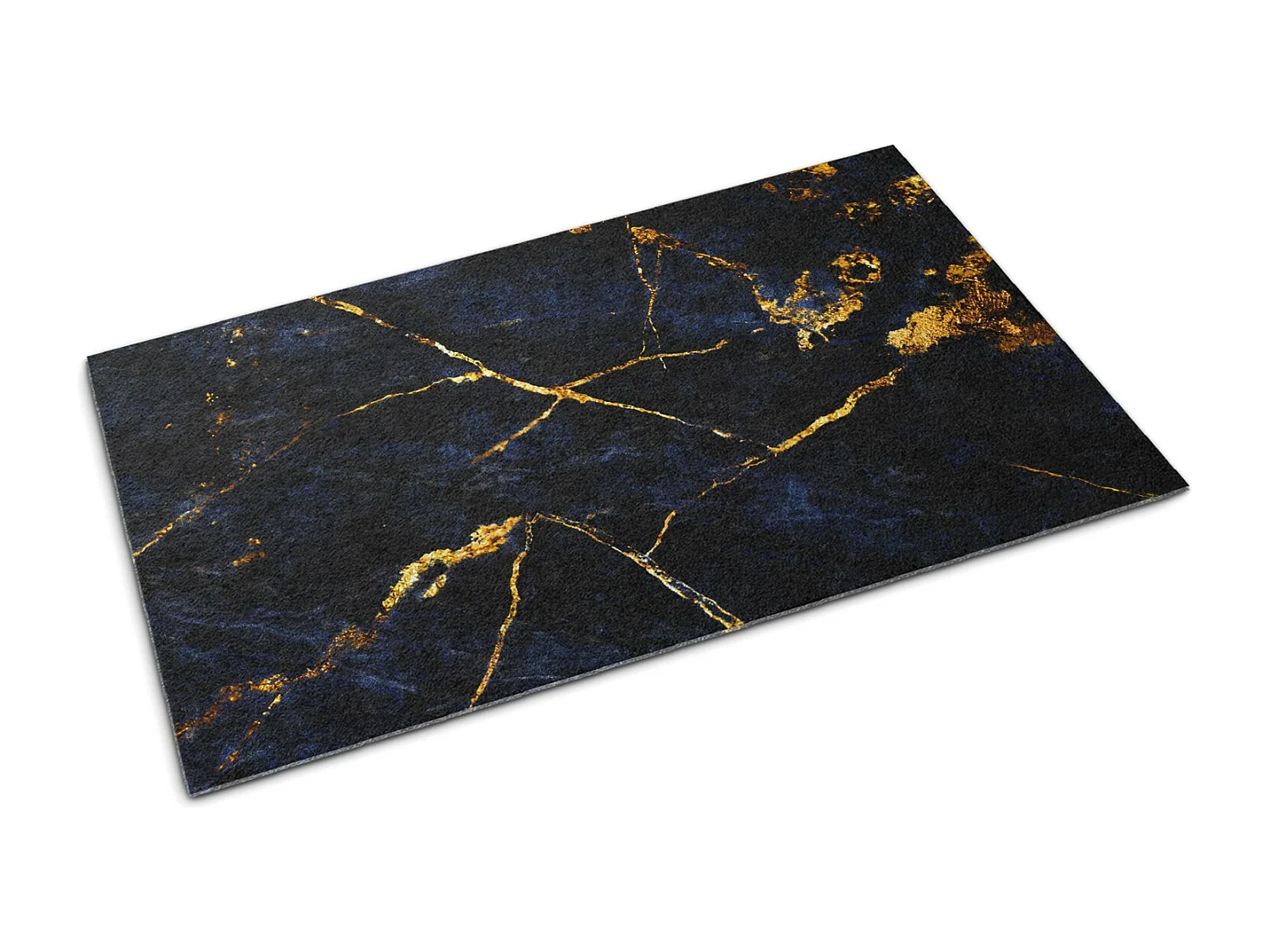 Moderne Fußmatte für den Innenbereich – bequem und elegant – 90 x 60 cm – marineblauer Marmor