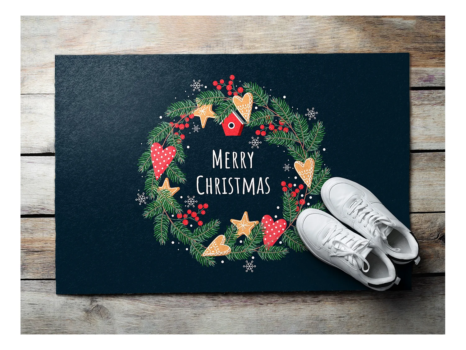 Luxe binnendeurmat - zacht en elegant - 60 x 40 cm - vrolijk kerstfeest
