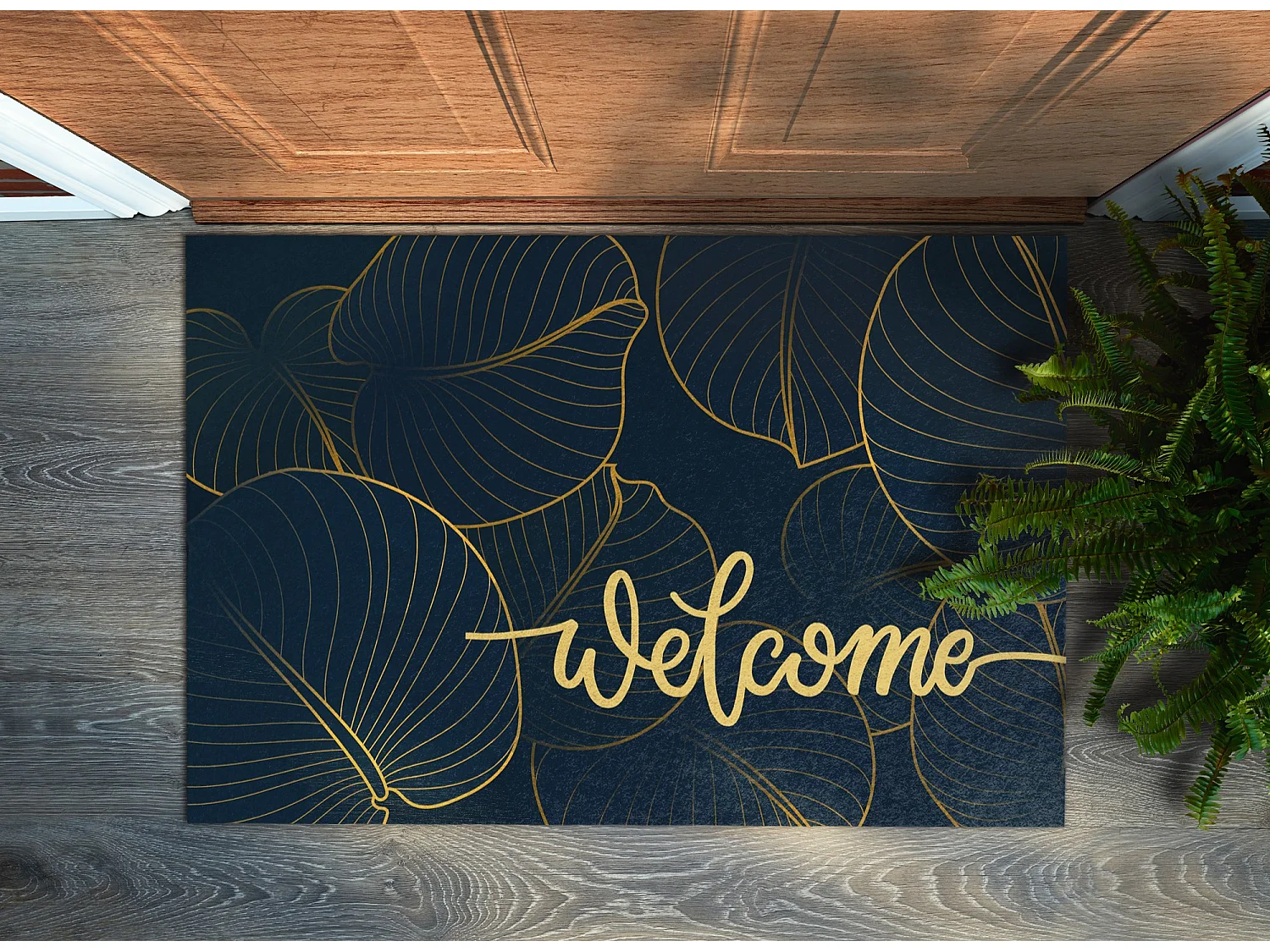 Paillasson d'intérieur élégant - Design moderne 60 x 40 cm - Feuilles de bienvenue