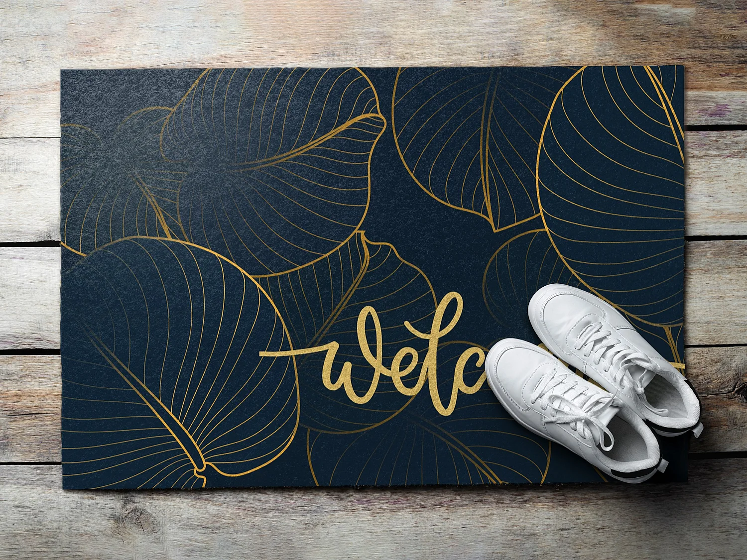 Stijlvolle binnendeurmat - modern design 60 x 40 cm - welkomstbladeren