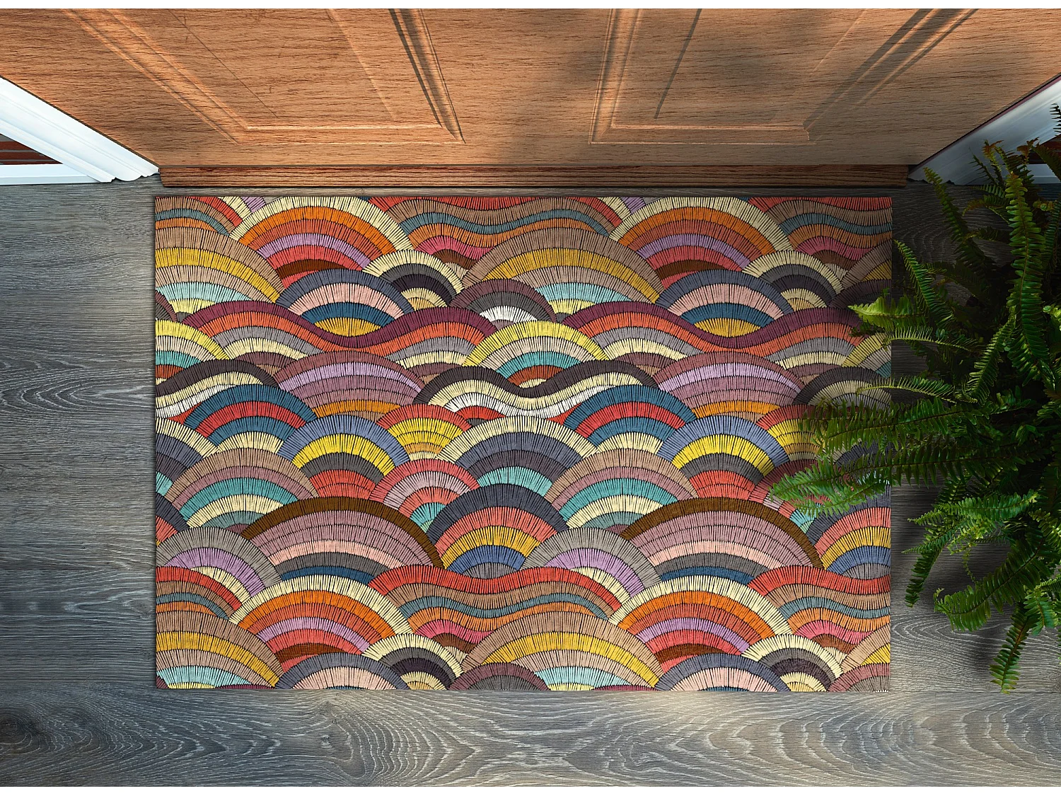 Moderne Fußmatte für den Innenbereich – bequem und stilvoll – 60 x 40 cm – bunte Abstraktion