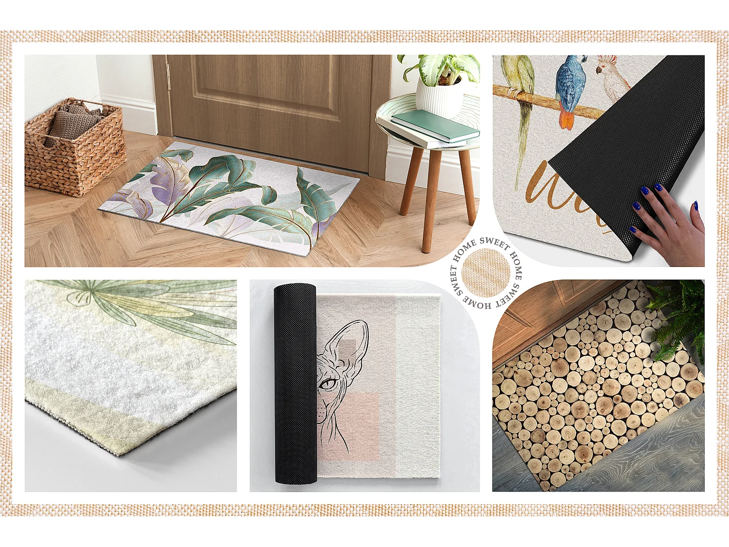 Luxuriöse Fußmatte für den Innenbereich – weich und elegant – 60 x 40 cm – Blumenmuster