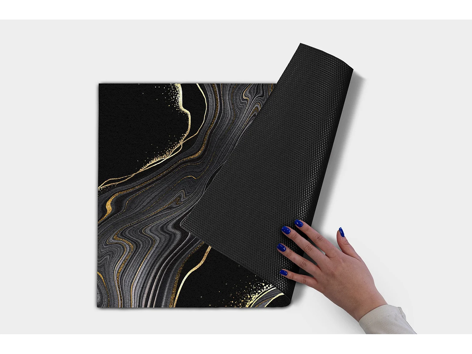 Elegante Fußmatte für den Innenbereich – Modernes Design 150 x 100 cm – Schwarzer Marmor