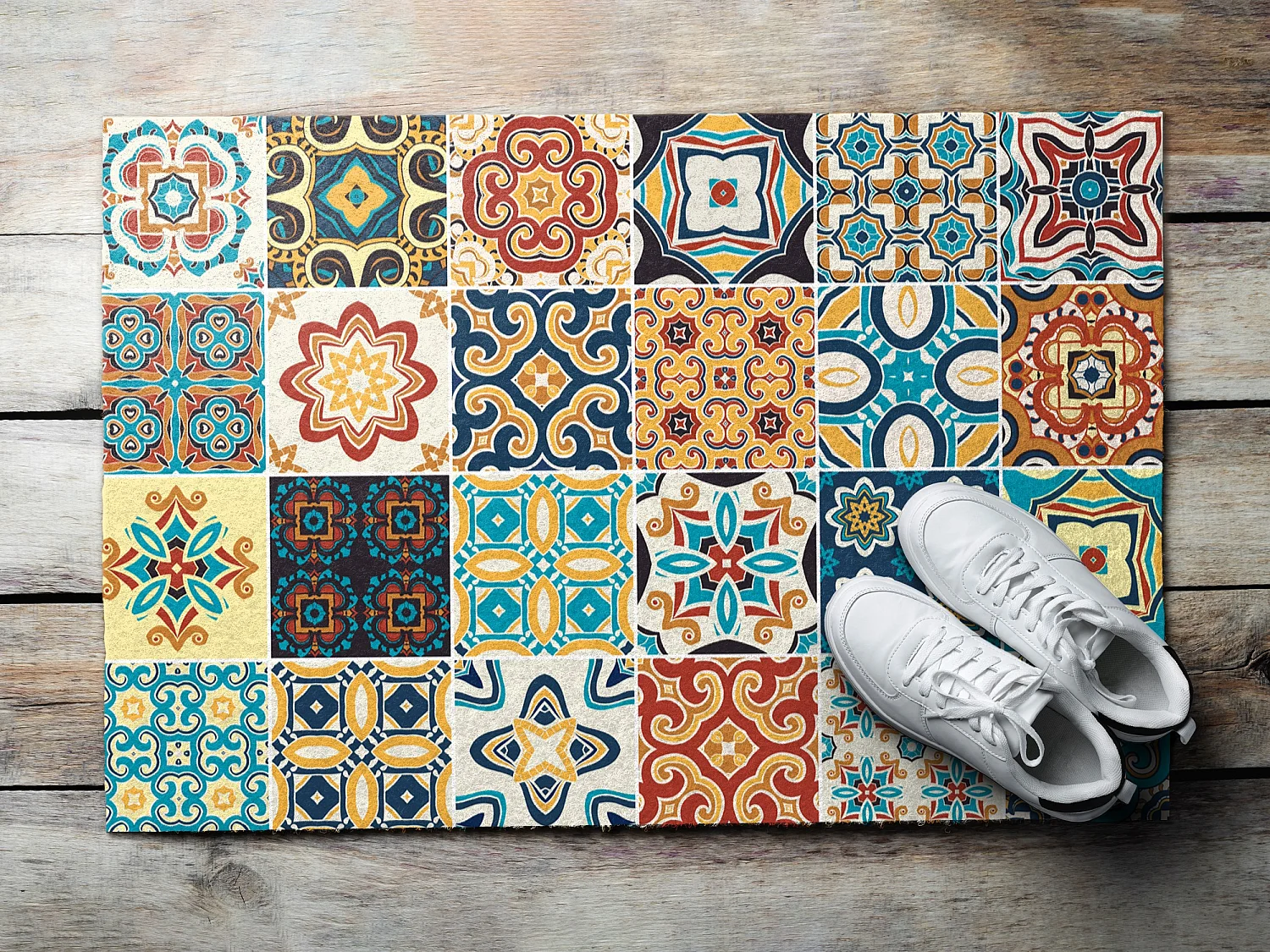 Luxuriöse Fußmatte für den Innenbereich – weich und elegant – 90 x 60 cm – Azulejo