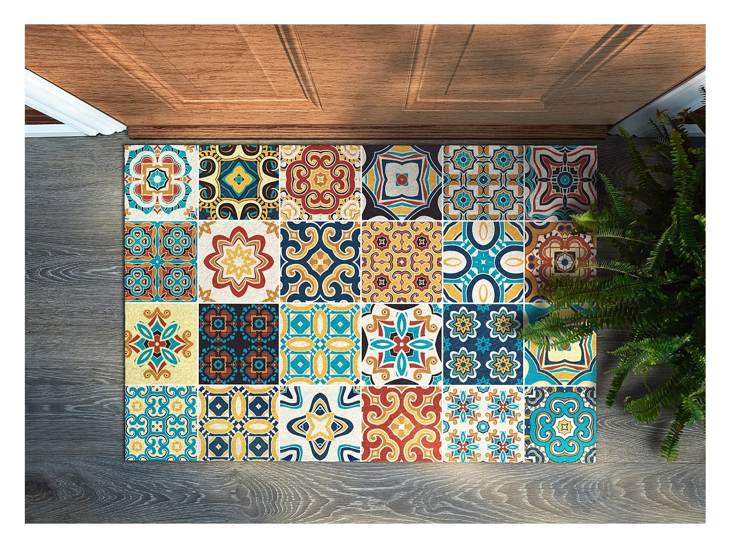 Paillasson d'Intérieur Luxueux - Doux et Élégant - 60 x 40 cm - Azulejo