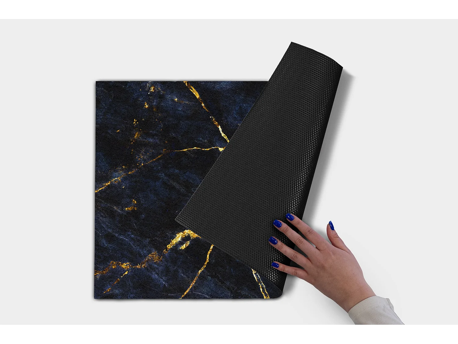 Moderne Fußmatte für den Innenbereich – bequem und elegant – 60 x 40 cm – marineblauer Marmor