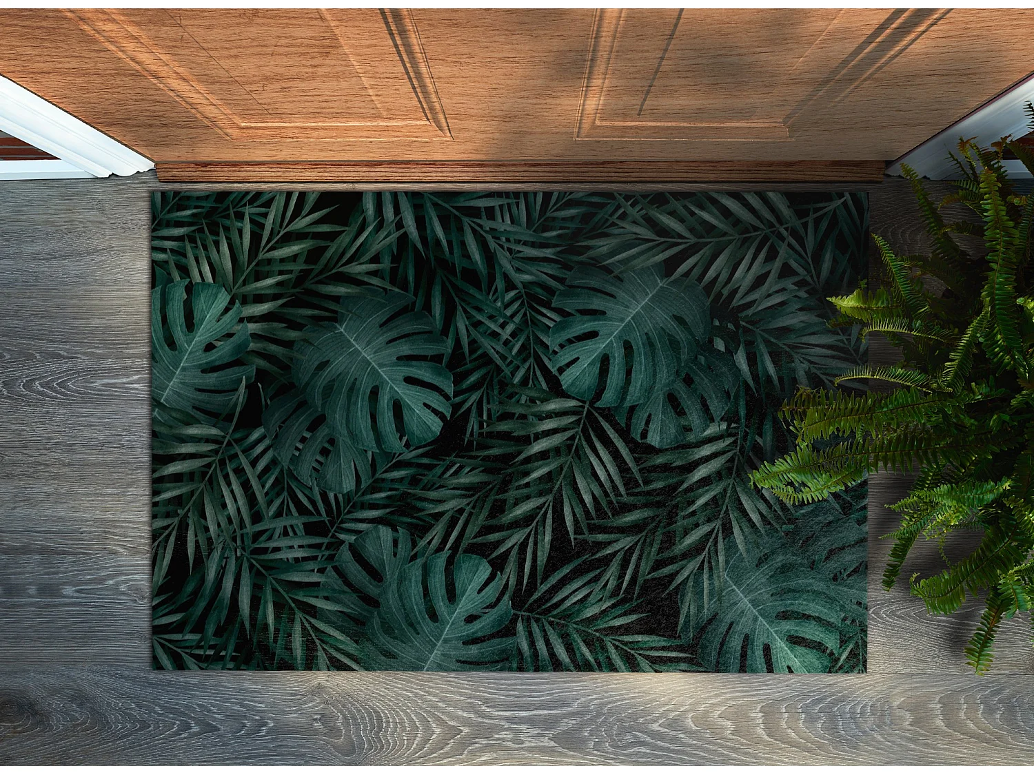 Weiche Fußmatte für den Innenbereich – Modernes Design 60 x 40 cm – Monstera-Blätter
