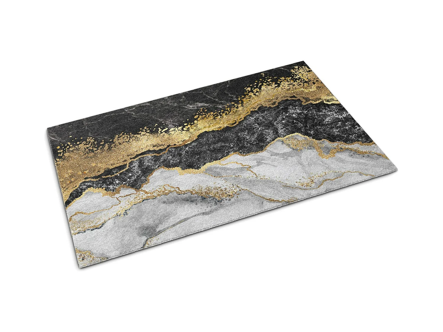 Moderne Fußmatte für den Innenbereich – bequem und stilvoll – 90 x 60 cm – goldener Marmor