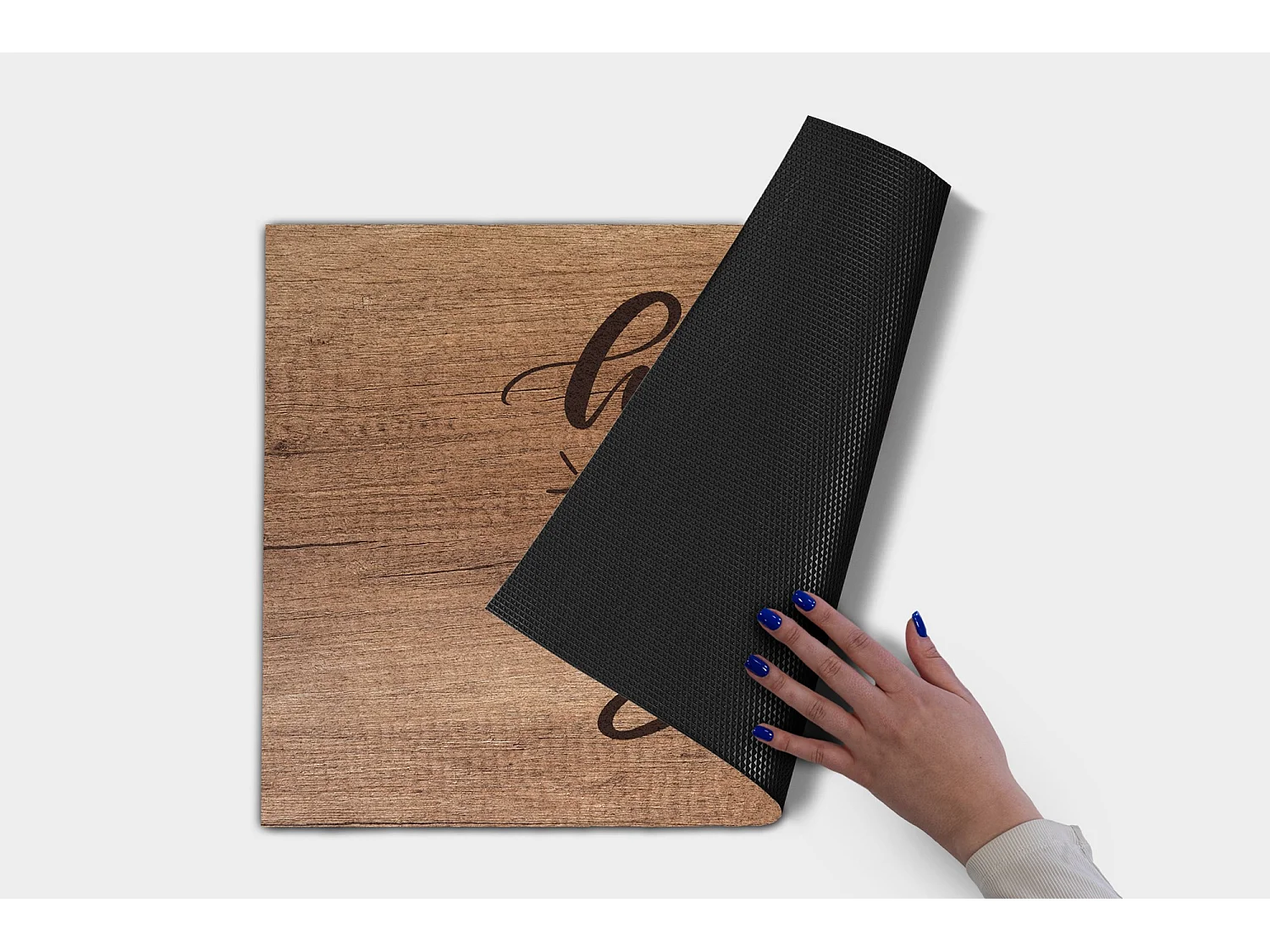 Stilvolle Fußmatte für den Innenbereich – modernes Design 90 x 60 cm – Holzbrett