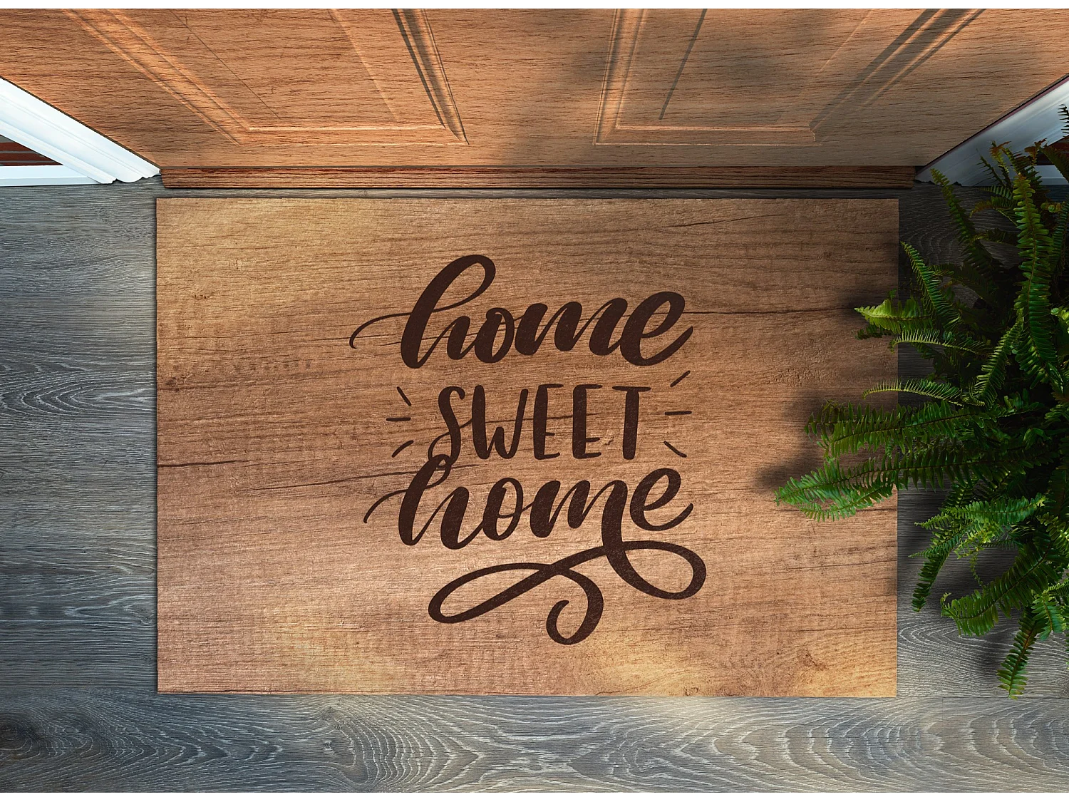 Stilvolle Fußmatte für den Innenbereich – modernes Design 90 x 60 cm – Holzbrett