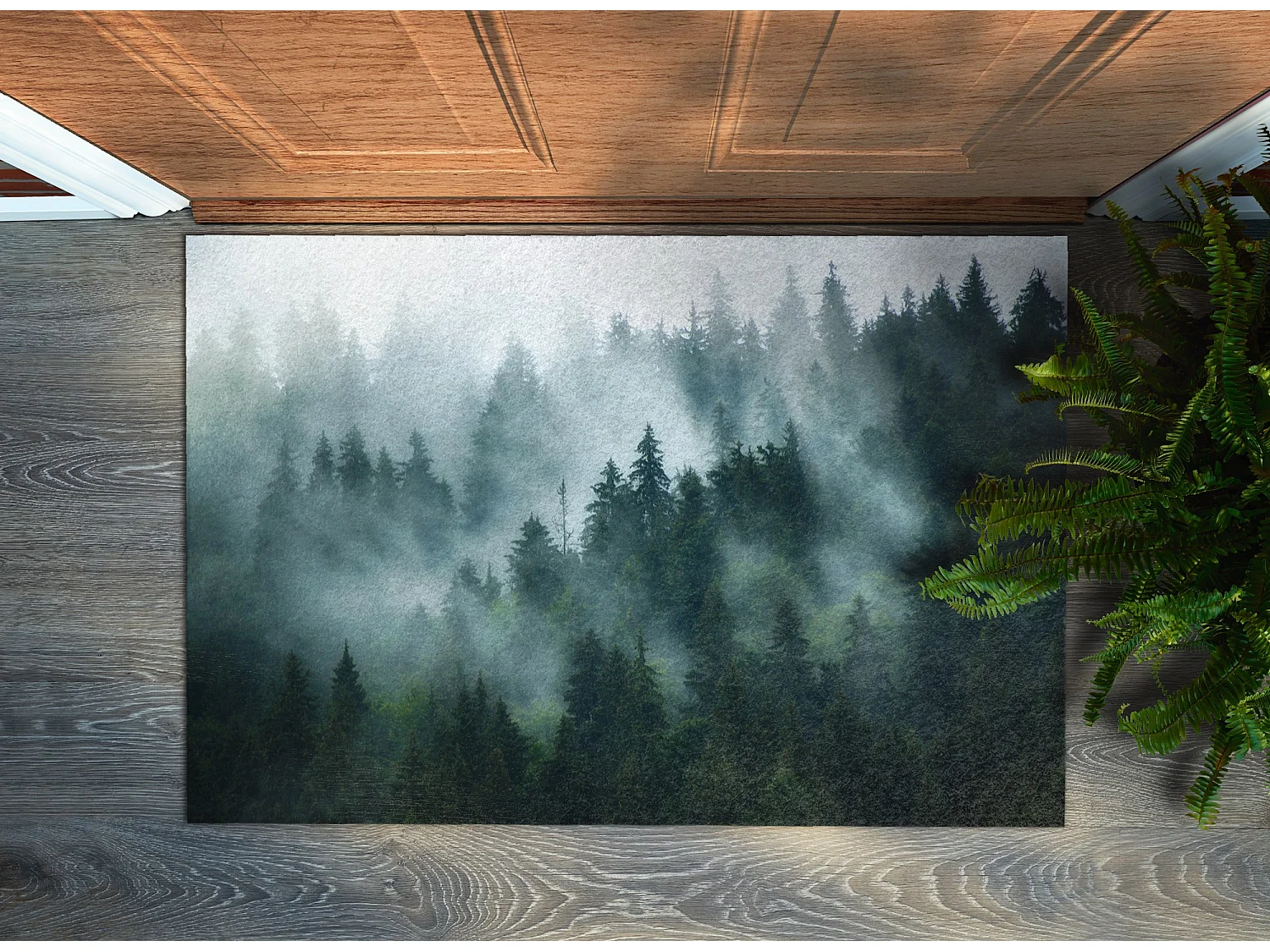 Luxuriöse Fußmatte für den Innenbereich – weich und elegant – 90 x 60 cm – Nebelwald