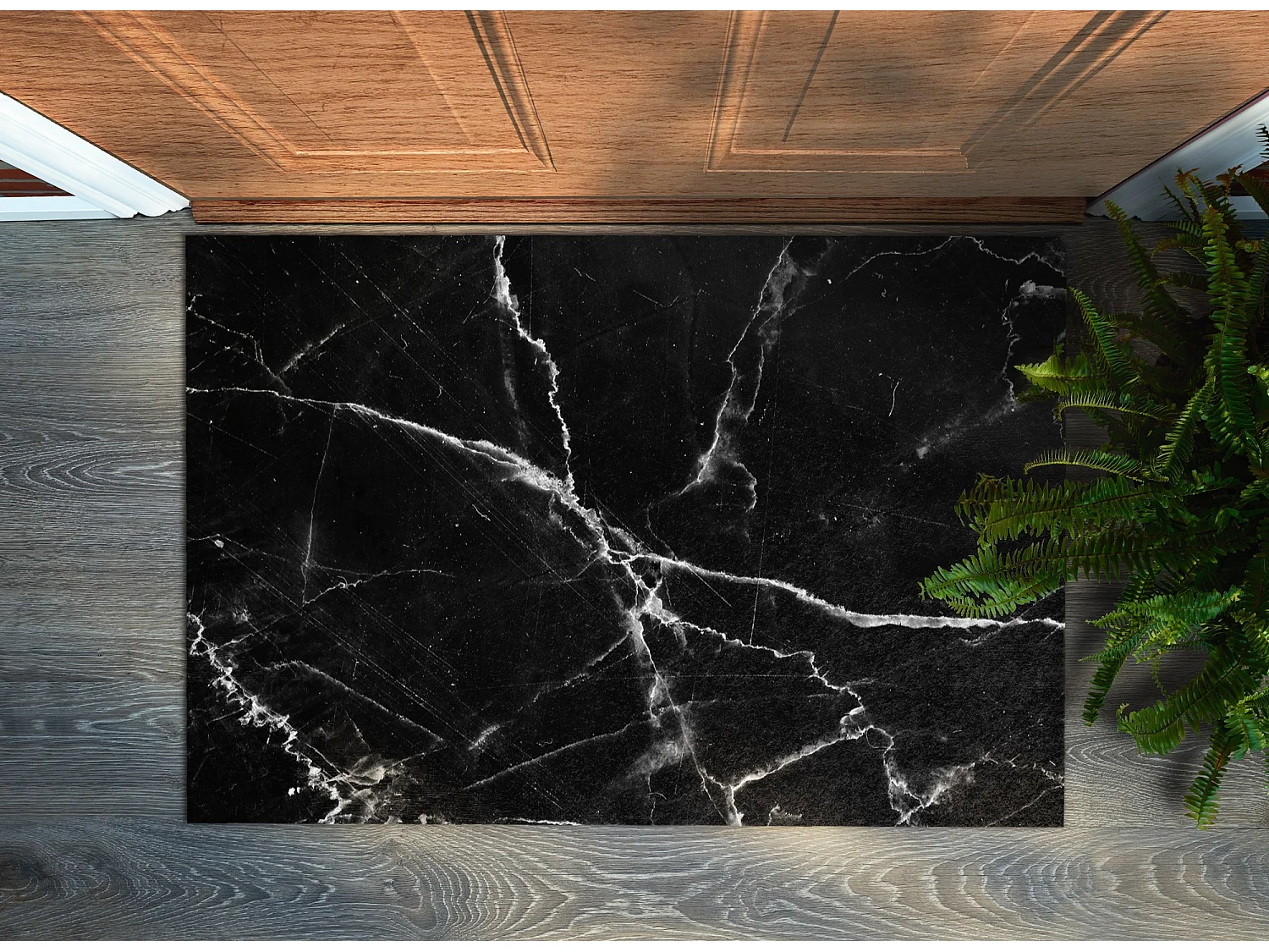 Moderne Fußmatte für den Innenbereich – bequem und stilvoll – 90 x 60 cm – schwarzer Marmor