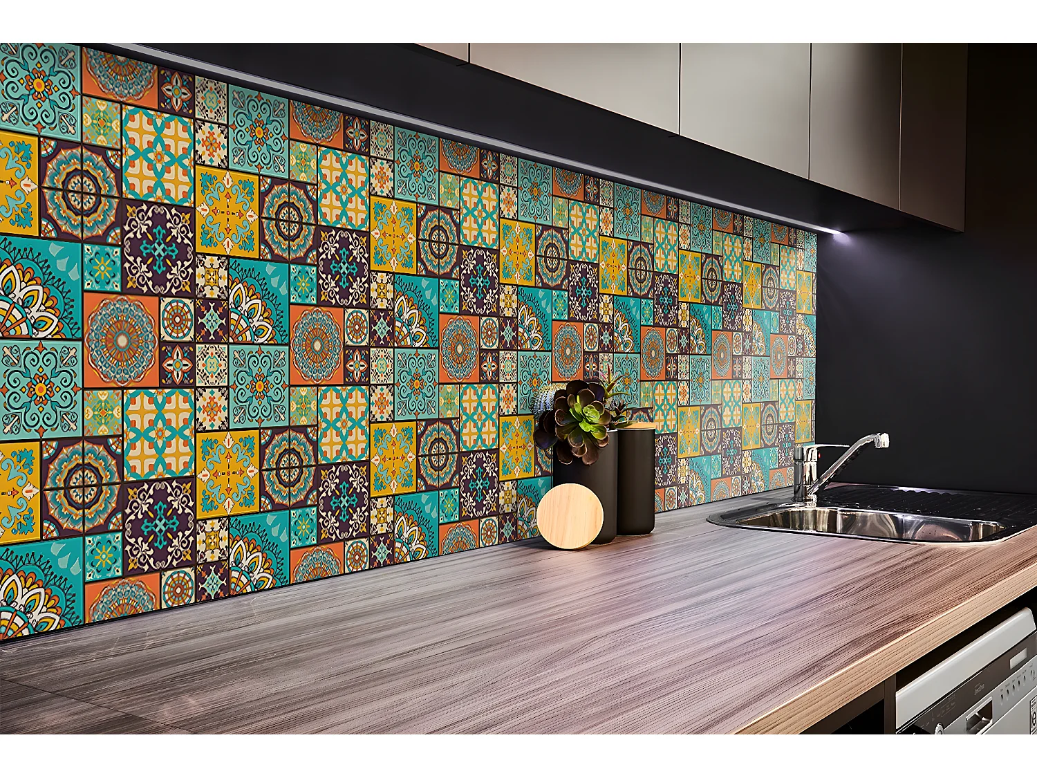 Vinyl-Wandpaneele, selbstklebende Vinylplanken – 100 x 50 cm – Patchwork