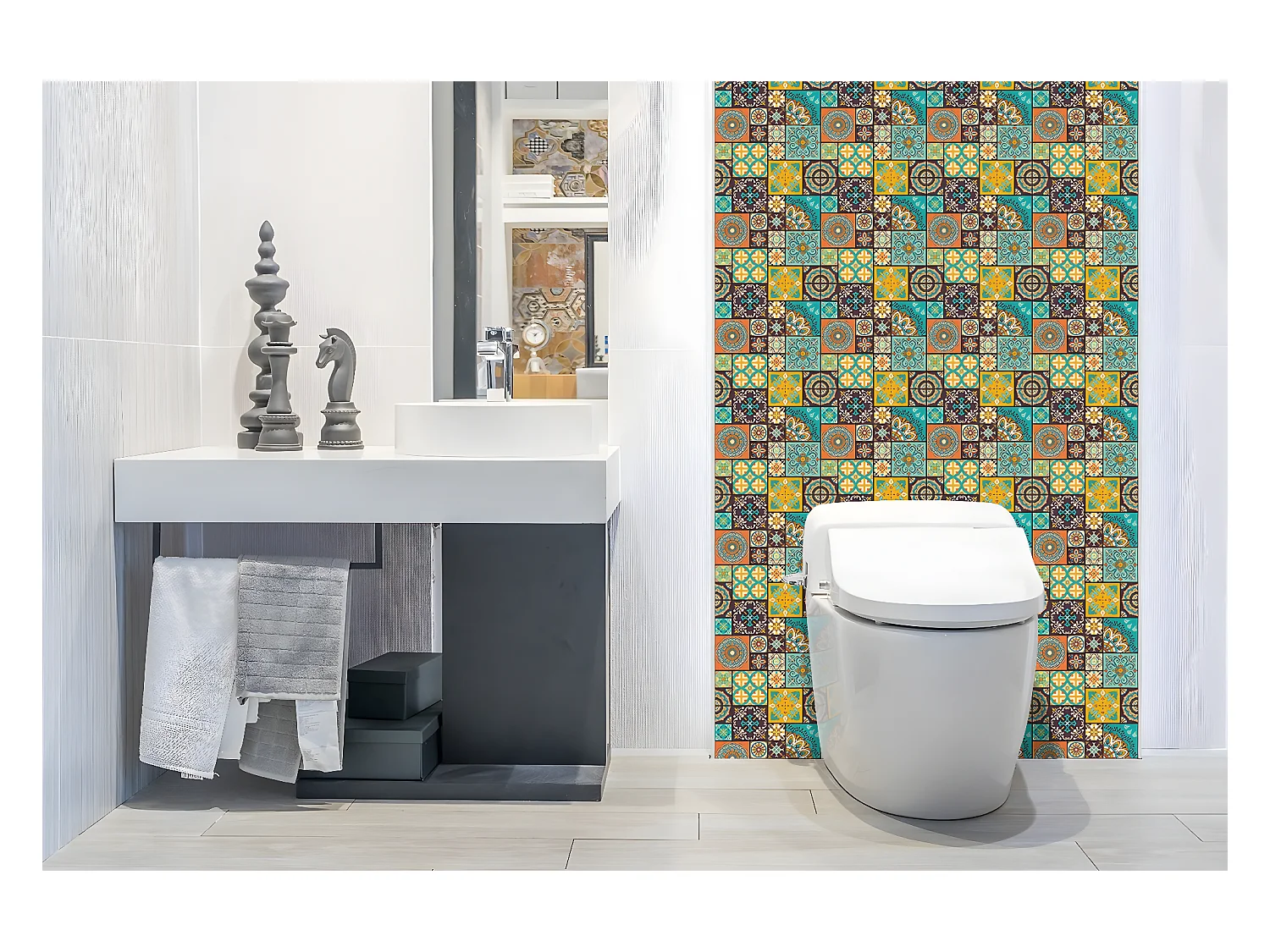 Vinyl wandpanelen, Zelfklevende vinylplanken - 100x50 cm - Patchwork