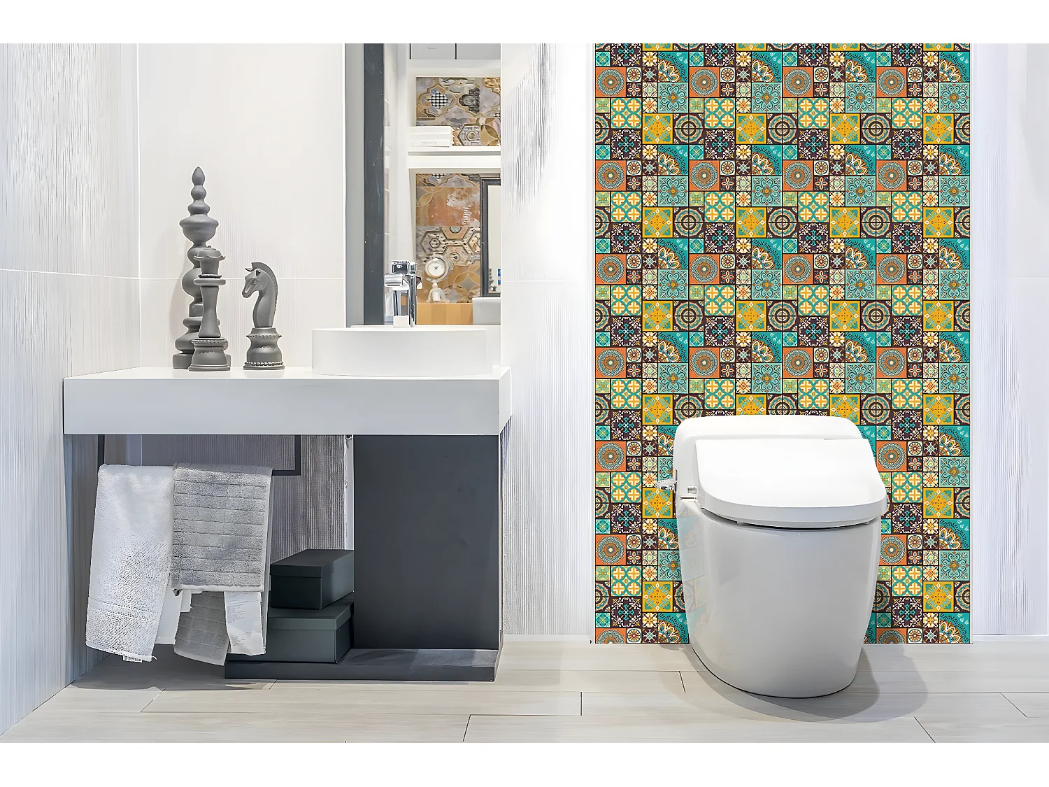 Panneaux muraux en vinyle, Planches en vinyle adhésives - 100x50 cm - Patchwork