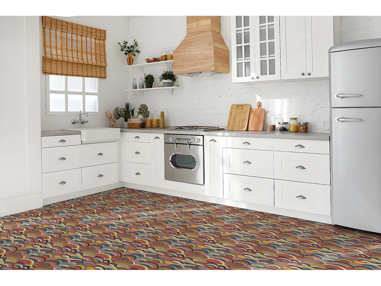 Selbstklebende PVC-Fliesen, selbstklebende PVC-Fliesen – 9 x 30 x 30 – Patchwork-Wellen