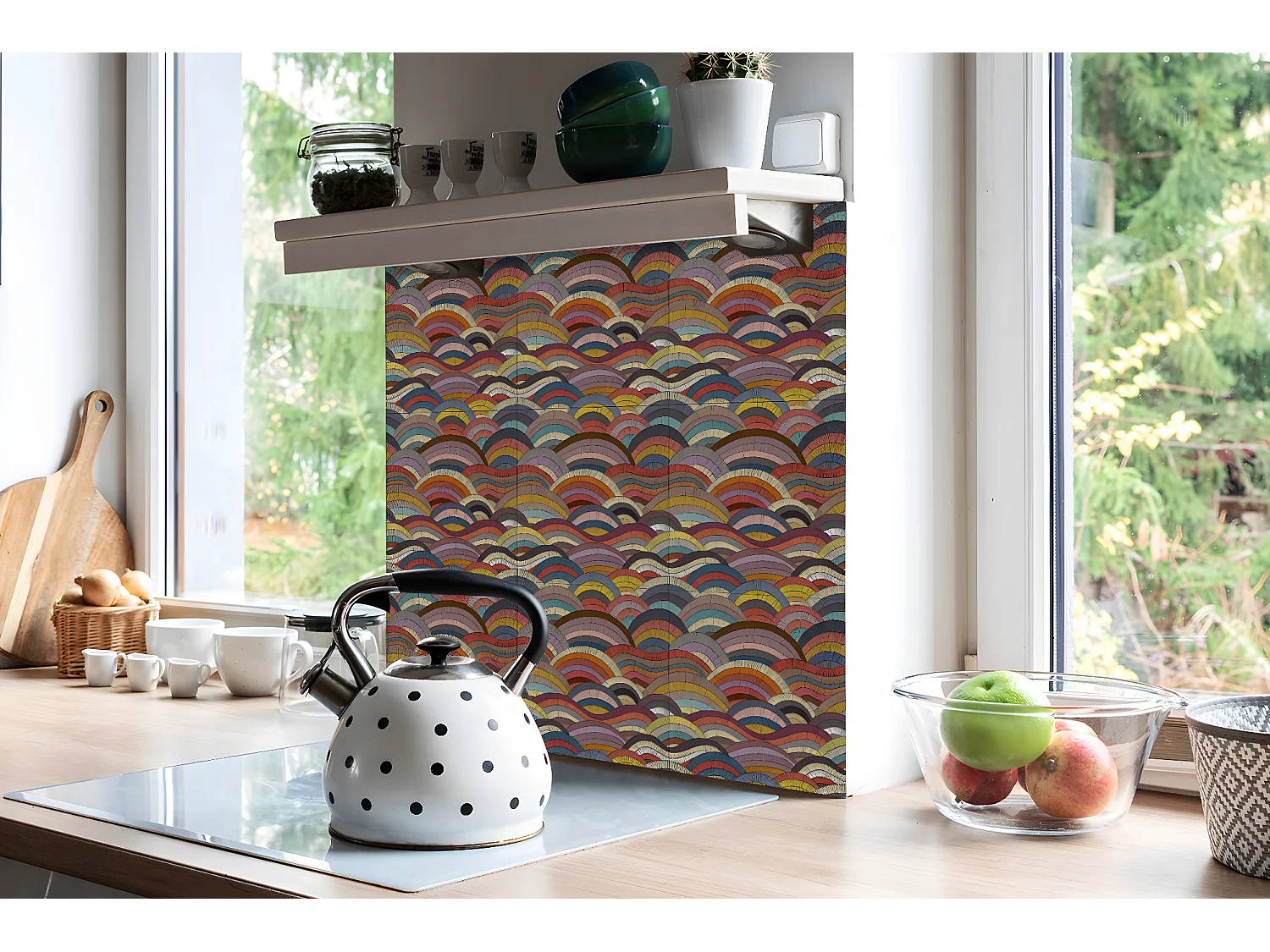 Carreaux autocollants PVC, Carrelage PVC adhésif - 9x30x30 - Vagues patchwork