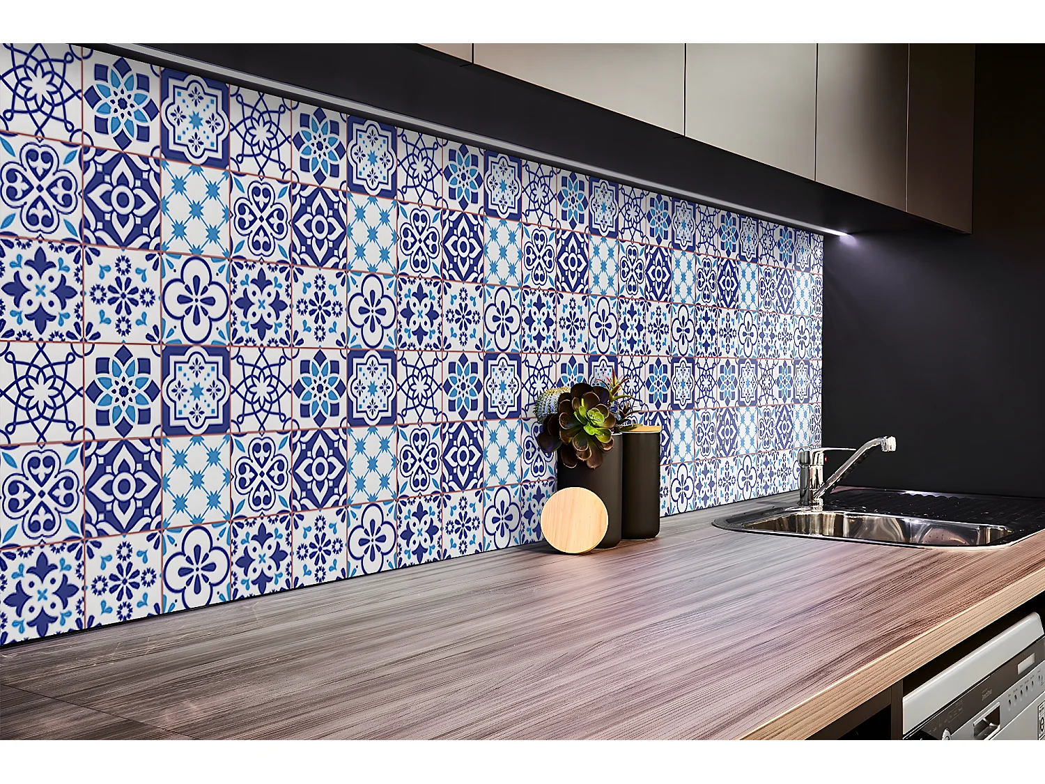 Vinyl-Wandpaneele, selbstklebende Vinylplanken – 100 x 50 cm – Azulejo-Muster
