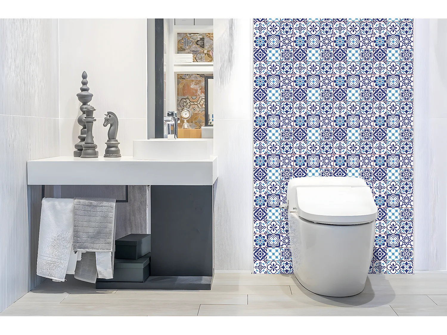 Vinyl-Wandpaneele, selbstklebende Vinylplanken – 100 x 50 cm – Azulejo-Muster