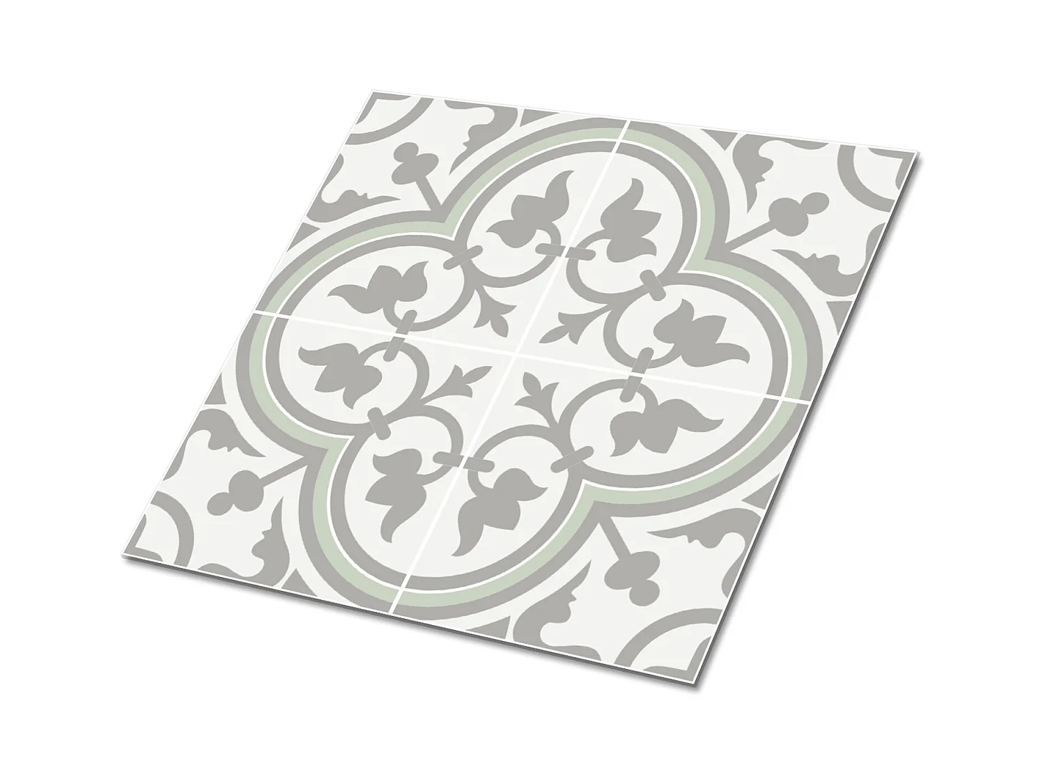 Carreaux autocollants PVC, Carrelage PVC adhésif - 9x30x30 - Fleurs grises ethniques
