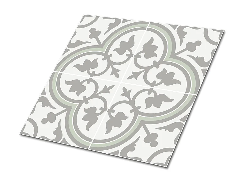 Selbstklebende PVC-Fliesen, Selbstklebende PVC-Fliesen – 9x30x30 – Ethnische graue Blumen