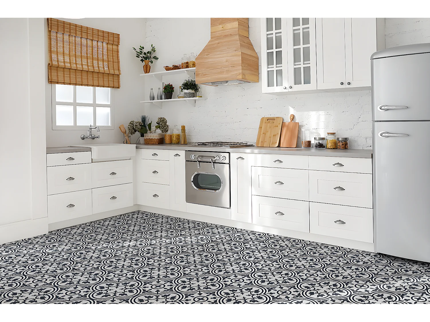 Carreaux autocollants PVC, Carrelage PVC adhésif - 9x30x30 - Modèle de plante