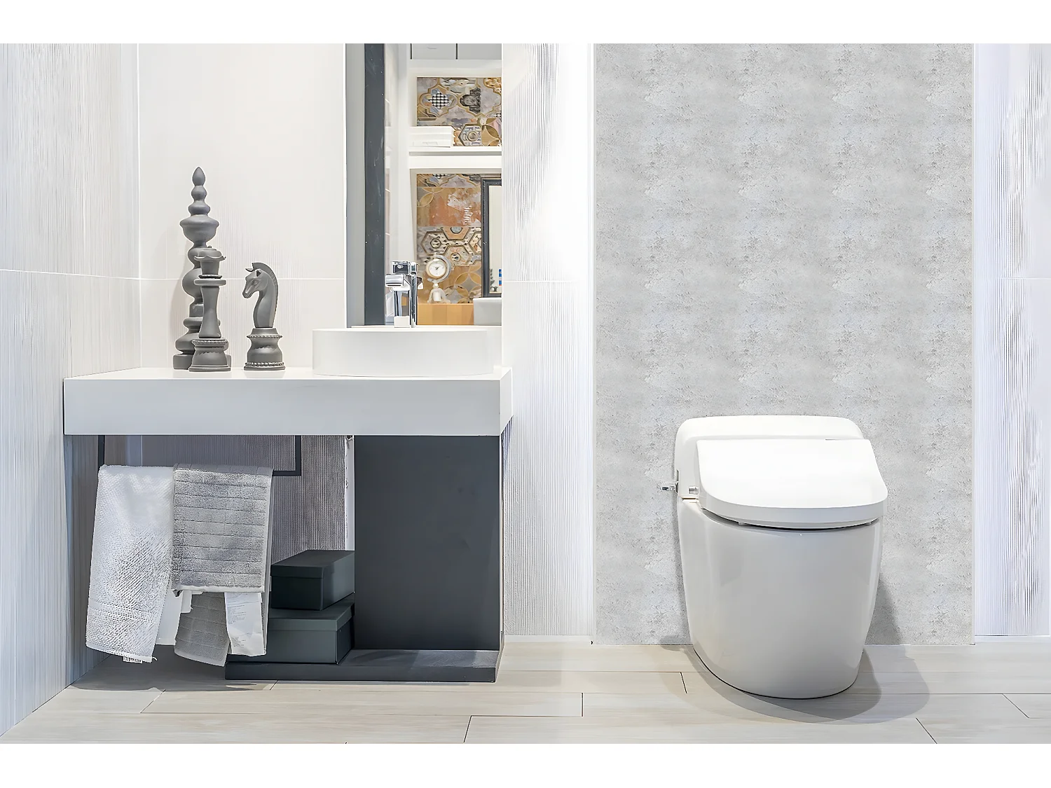 Panneaux muraux en vinyle, Planches en vinyle adhésives - 100x50 cm - Texture béton