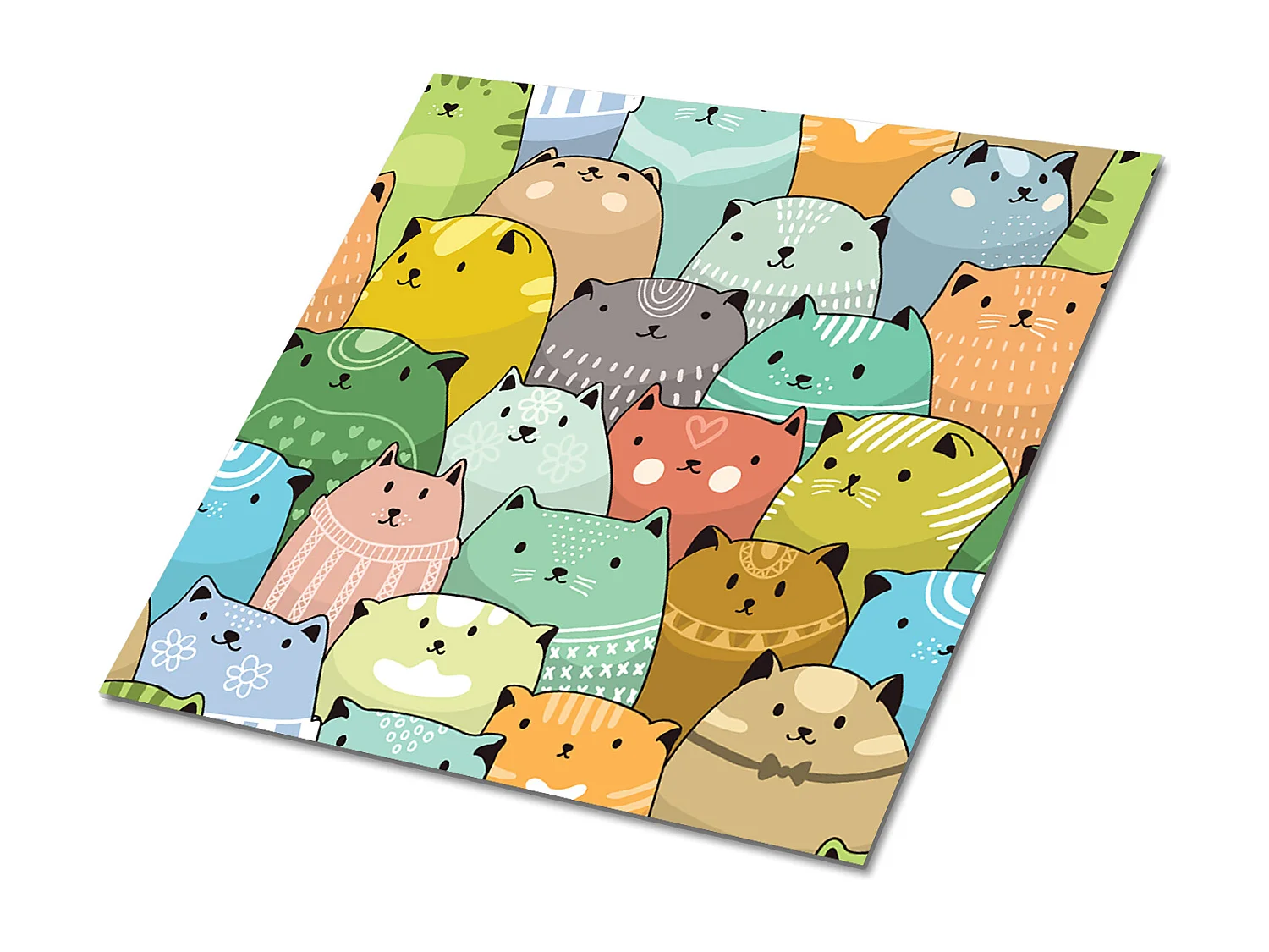 Carreaux autocollants PVC, Carrelage PVC adhésif - 9x30x30 - Chats colorés