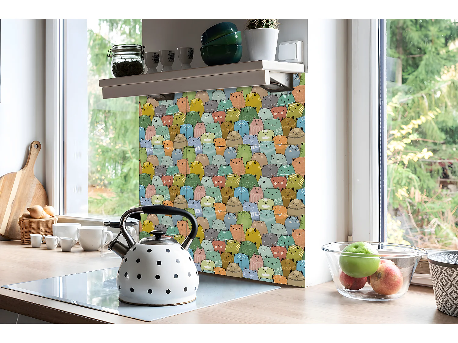 Carreaux autocollants PVC, Carrelage PVC adhésif - 9x30x30 - Chats colorés