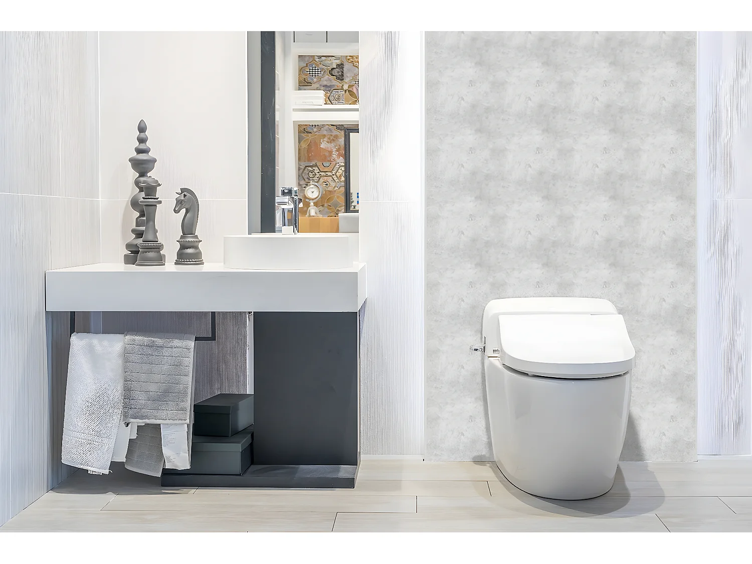 Panneaux muraux en vinyle, Planches en vinyle adhésives - 100x50 cm - Texture béton