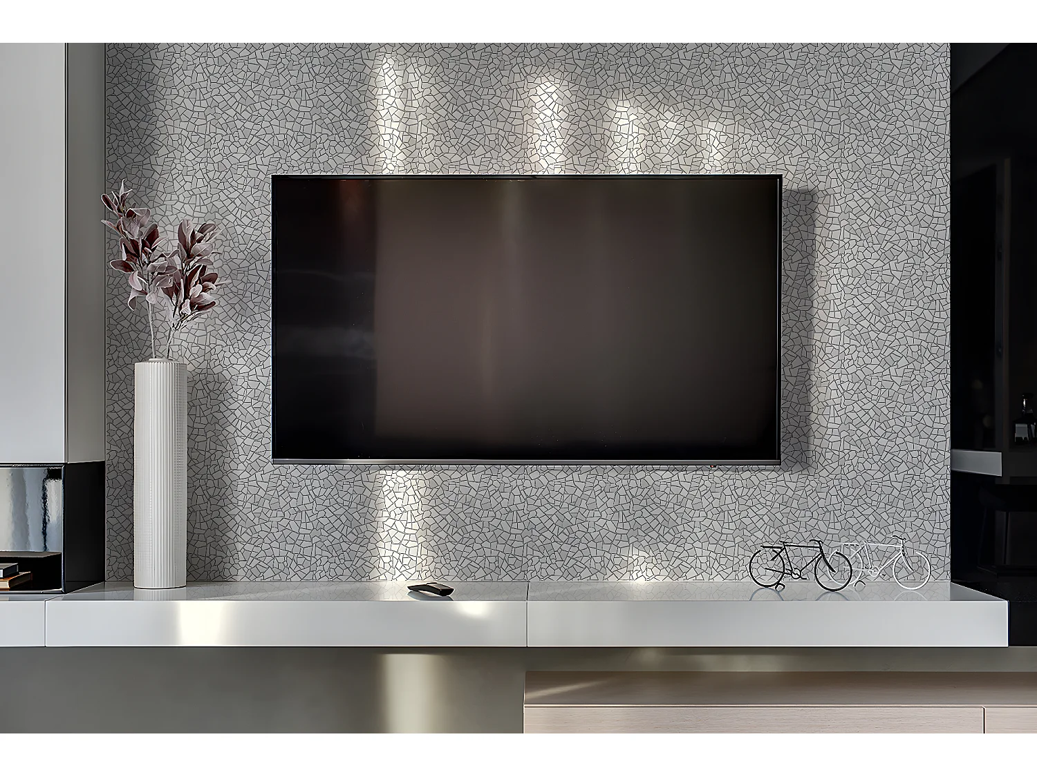 Vinyl-Wandpaneele, selbstklebende Vinylplanken – 100 x 50 cm – graues Mosaik