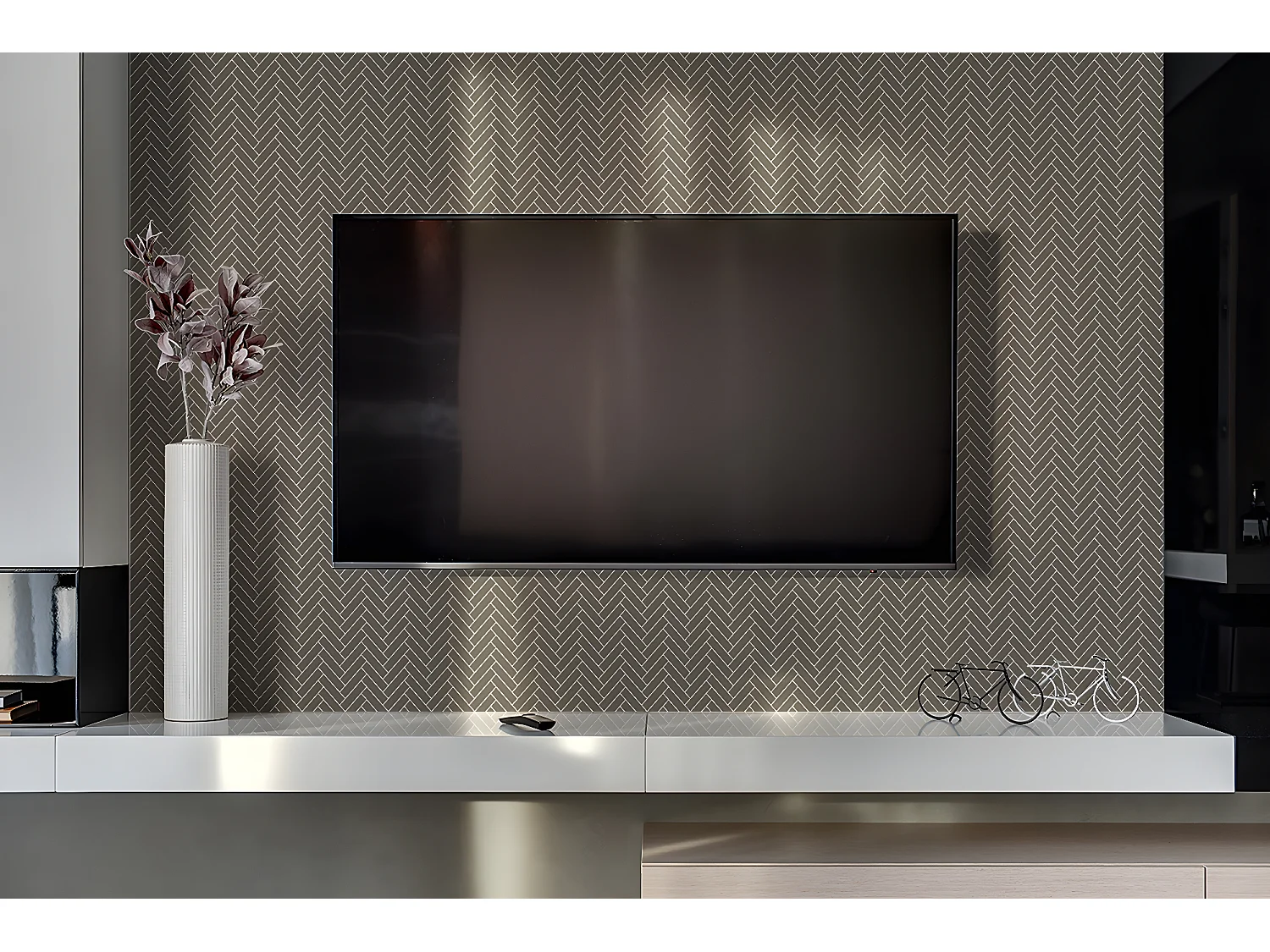 Vinyl-Wandpaneele, selbstklebende Vinylplanken – 100 x 50 cm – Fischgrätenmuster