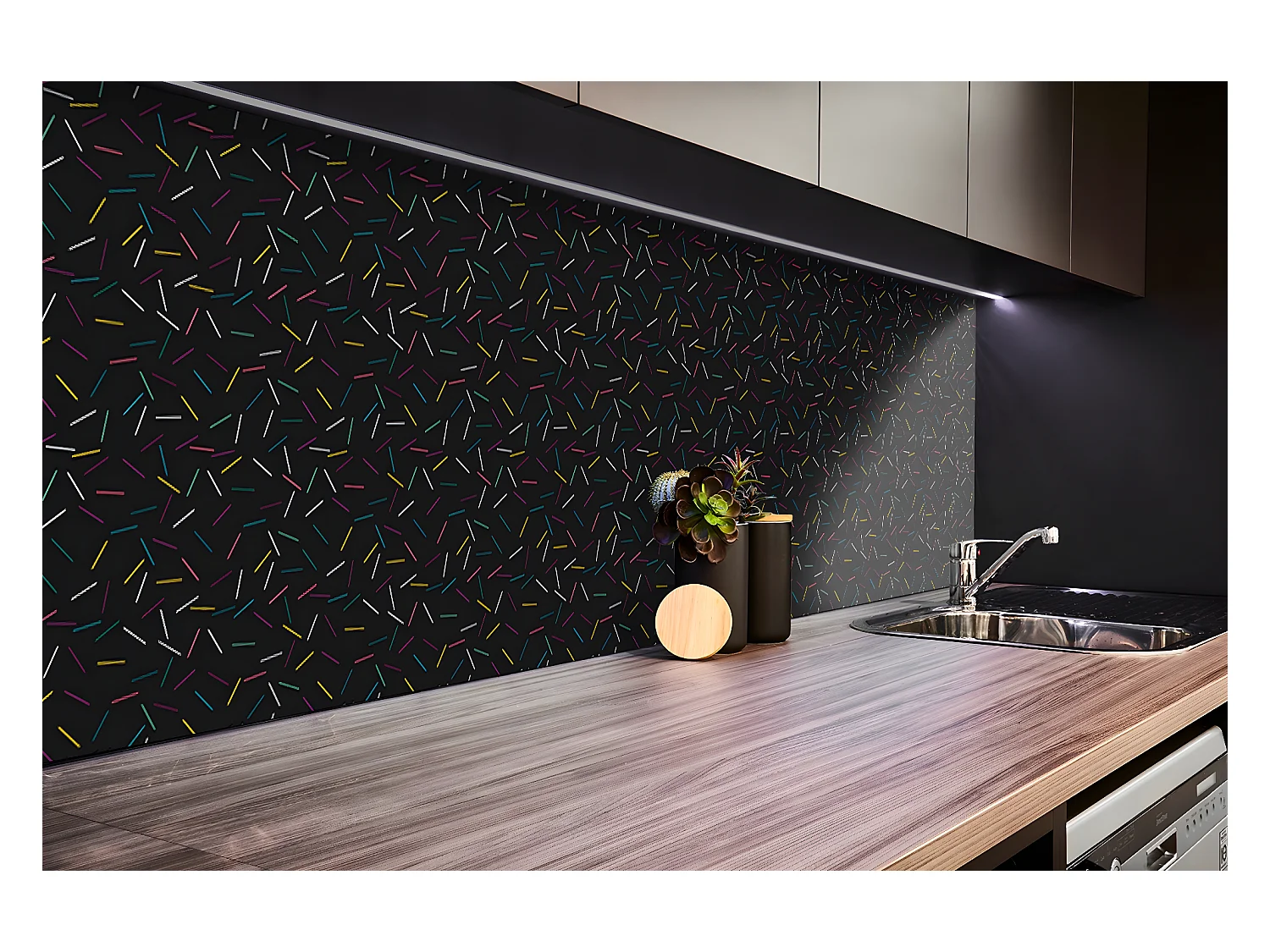 Vinyl wandpanelen, Zelfklevende vinylplanken - 100x50 cm - Gekleurde lijnen