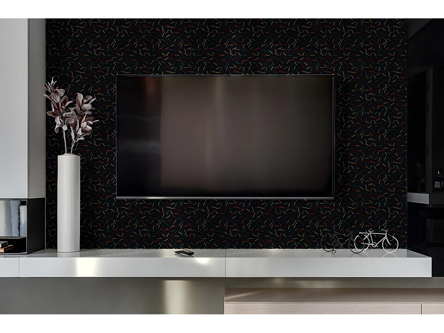 Panneaux muraux en vinyle, Planches en vinyle adhésives - 100x50 cm - Lignes colorées