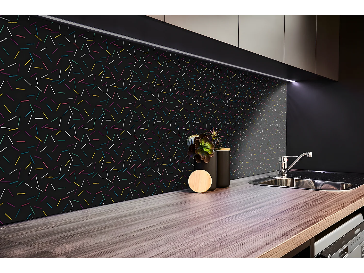 Panneaux muraux en vinyle, Planches en vinyle adhésives - 100x50 cm - Lignes colorées