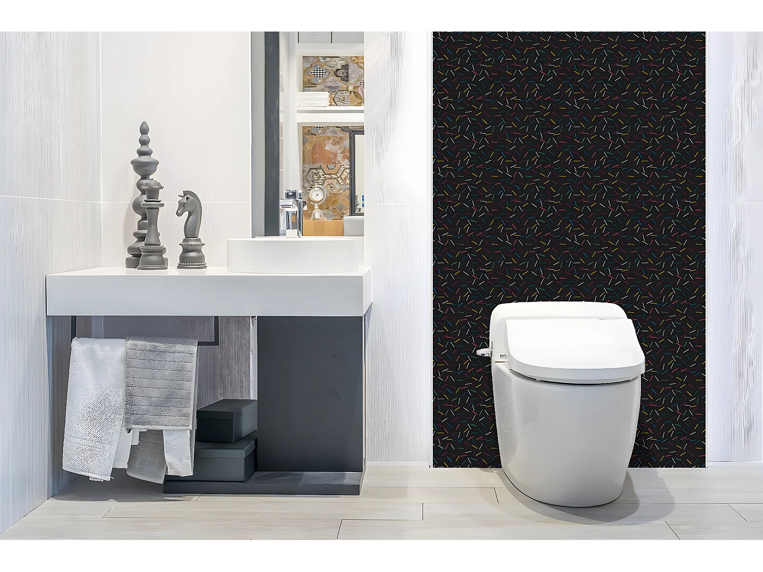 Panneaux muraux en vinyle, Planches en vinyle adhésives - 100x50 cm - Lignes colorées