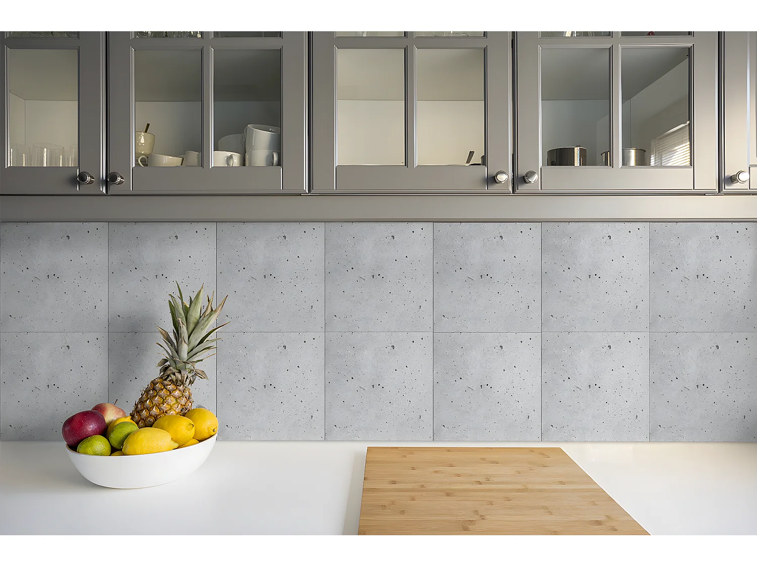 Carreaux autocollants PVC, Carrelage PVC adhésif - 9x30x30 - Béton architectural.