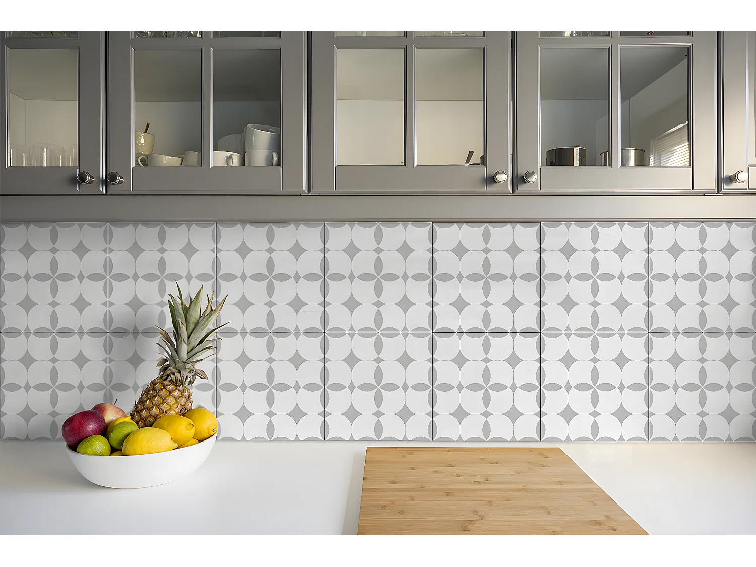 Selbstklebende PVC-Fliesen, selbstklebende PVC-Fliesen – 9 x 30 x 30 – geometrische Kreise