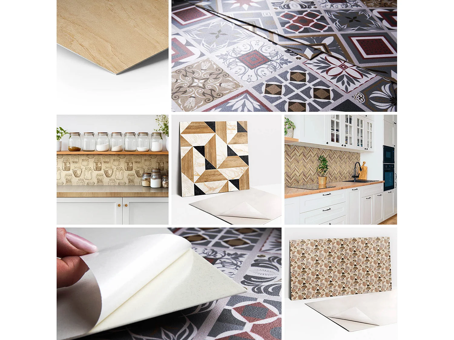 Carreaux autocollants PVC, Carrelage PVC adhésif - 9x30x30 - Motif floral arabe