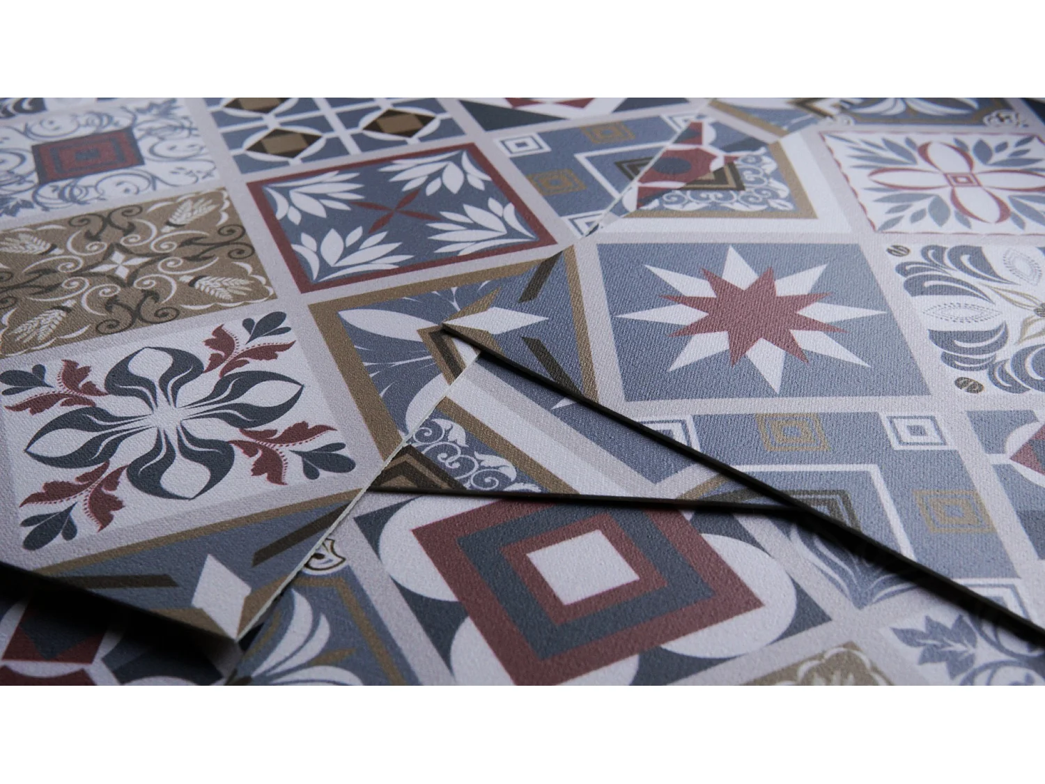 Carreaux autocollants PVC, Carrelage PVC adhésif - 9x30x30 - Motif floral arabe